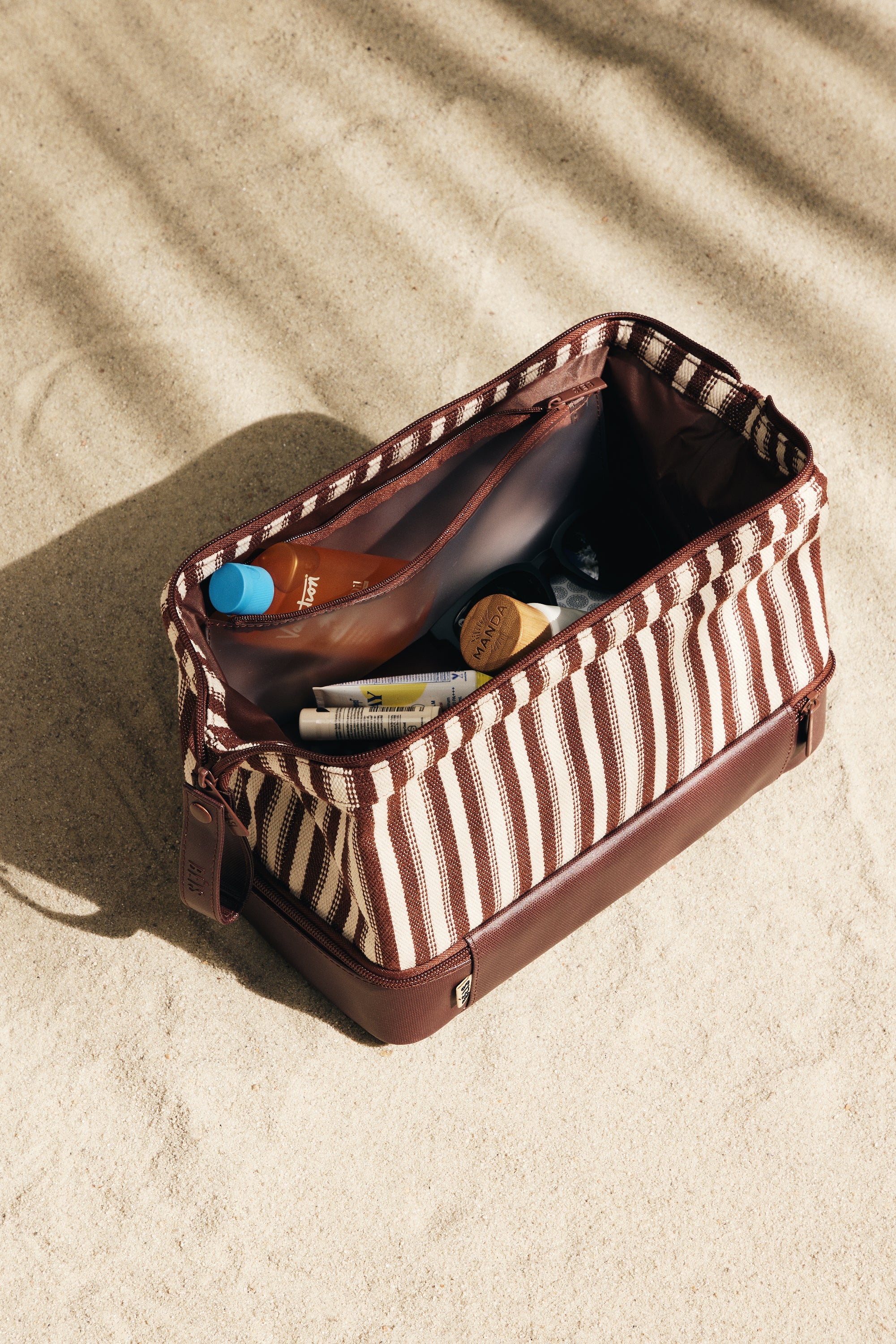 Premium Maple Stripe Dopp Kit for Men - Water-Resistant Travel Toiletry Bag - Perfect for Gym, Business Trips & Weekend Getaways