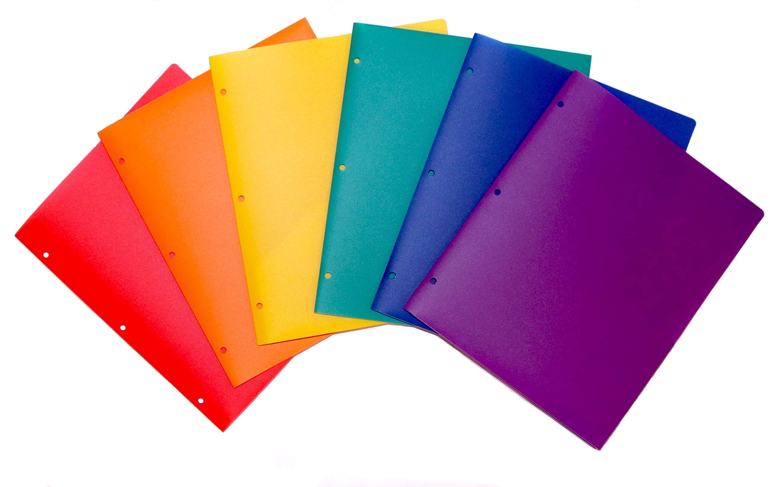 Durable 2-Pocket Plastic Folders - 6 Pack Colorful Heavy-Duty Poly Folders for School, Office & Homework | Hole Punched for Binders | Multi-Purpose Organization for Documents, Papers & Assignments