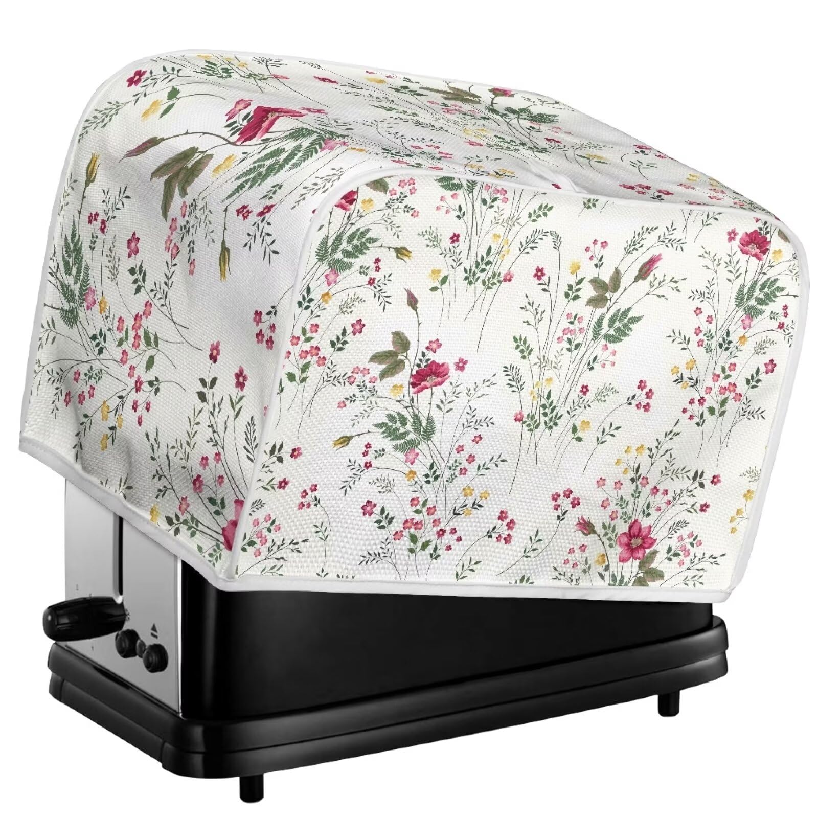 ZDCUSTOM Floral 4 Slice Toaster Cover - Kitchen Appliance Dust Protector for Toasters & Bread Makers - Cute Bakeware Accessory for Home & Restaurant Use