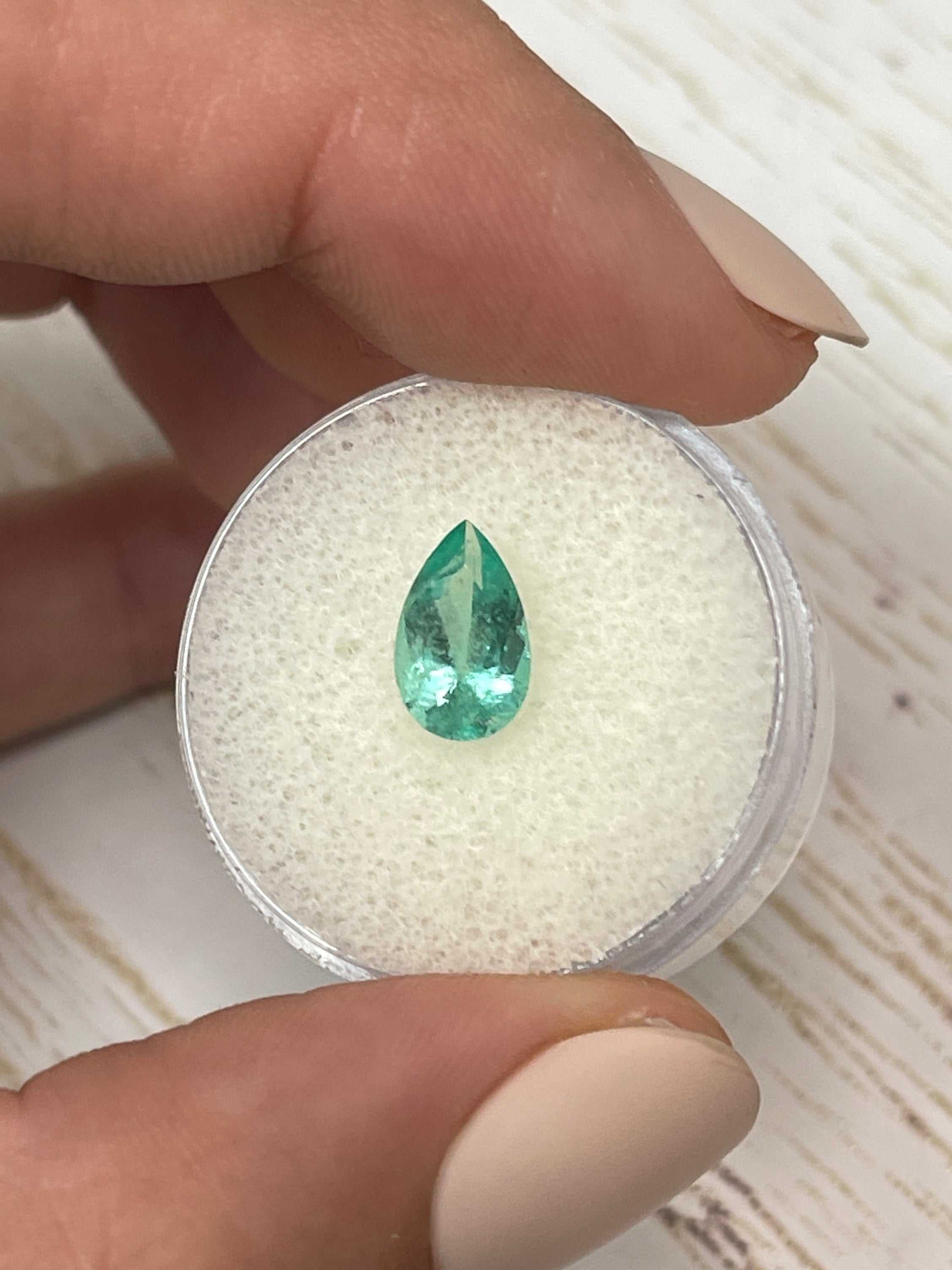 1.36 Carat Light Bluish Green Natural Loose Colombian Emerald Pear Cut Gemstone for Jewelry Making & Engagement Rings | Premium Loose Emerald for Collectors & Designers