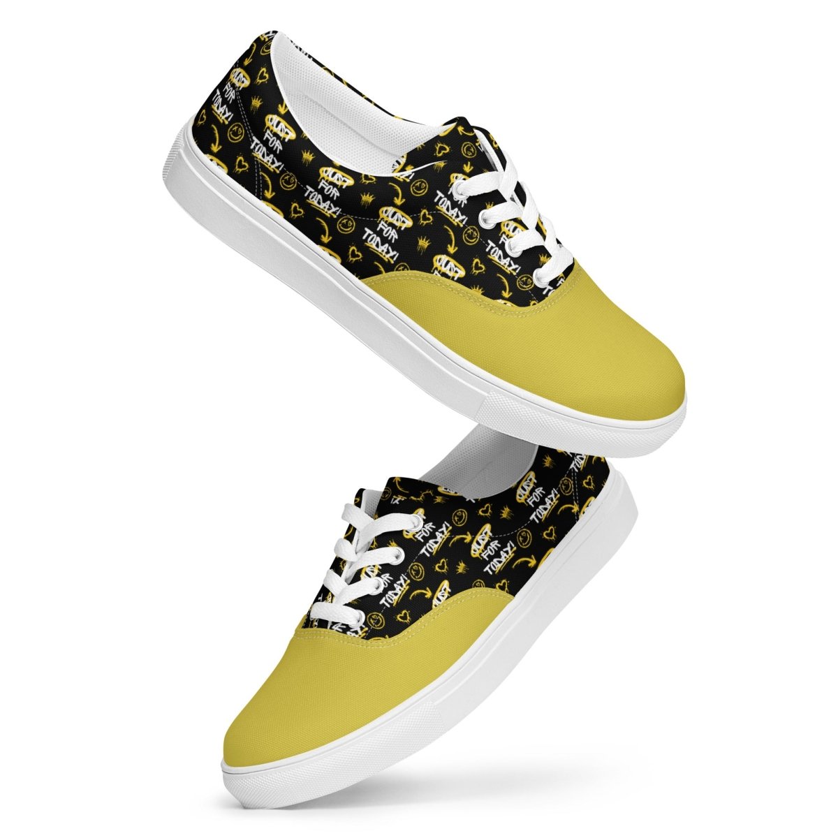 Just for Today Graffiti Men's Lace Up Canvas Sneakers - Durable Street Style Shoes for Urban Fashion & Skateboarding