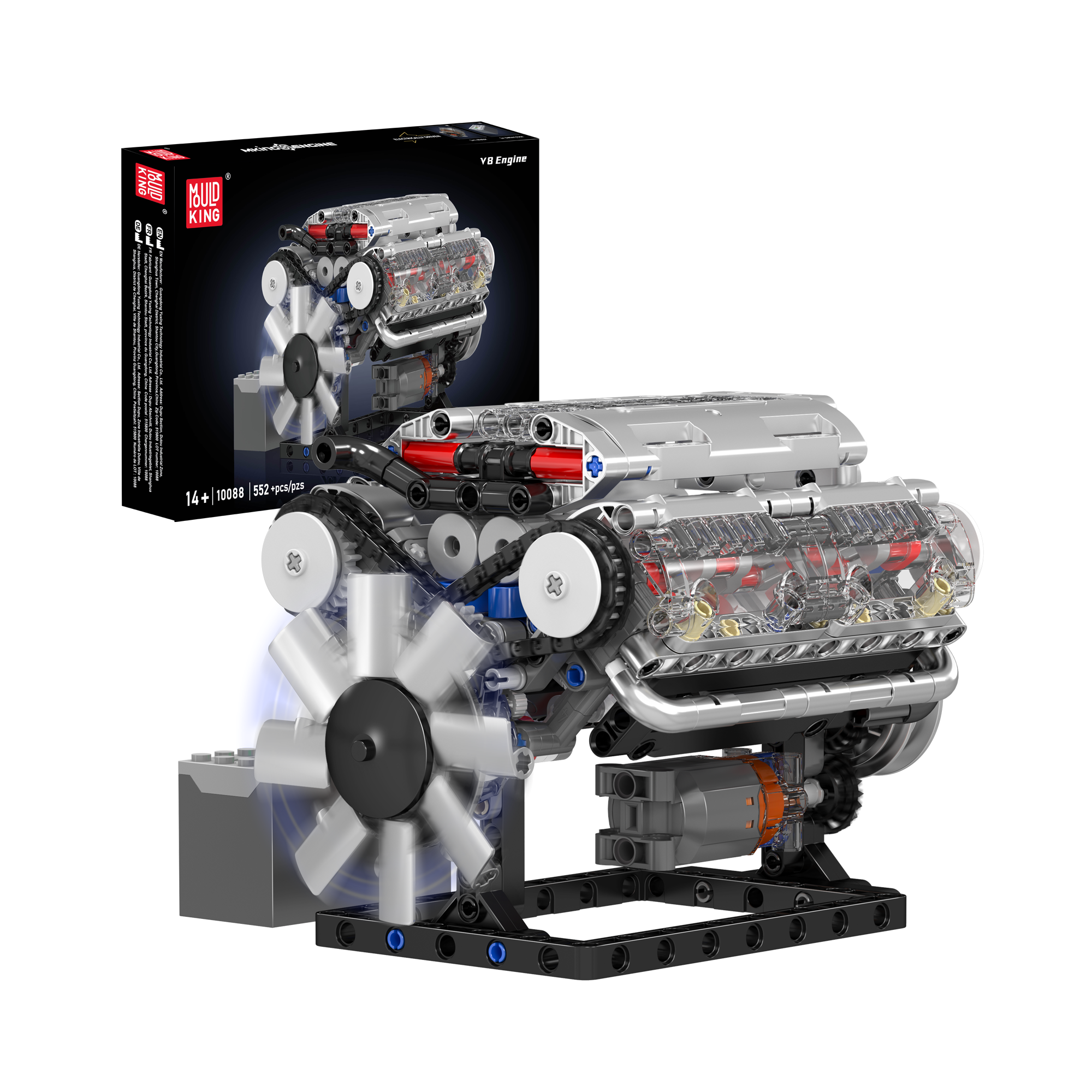 Mould King 10088 Motorized V8 Engine Model Building Kit - 535 Pieces DIY STEM Toy for Adults & Teens | Perfect for Engineering Enthusiasts, Home Decor & Educational Projects