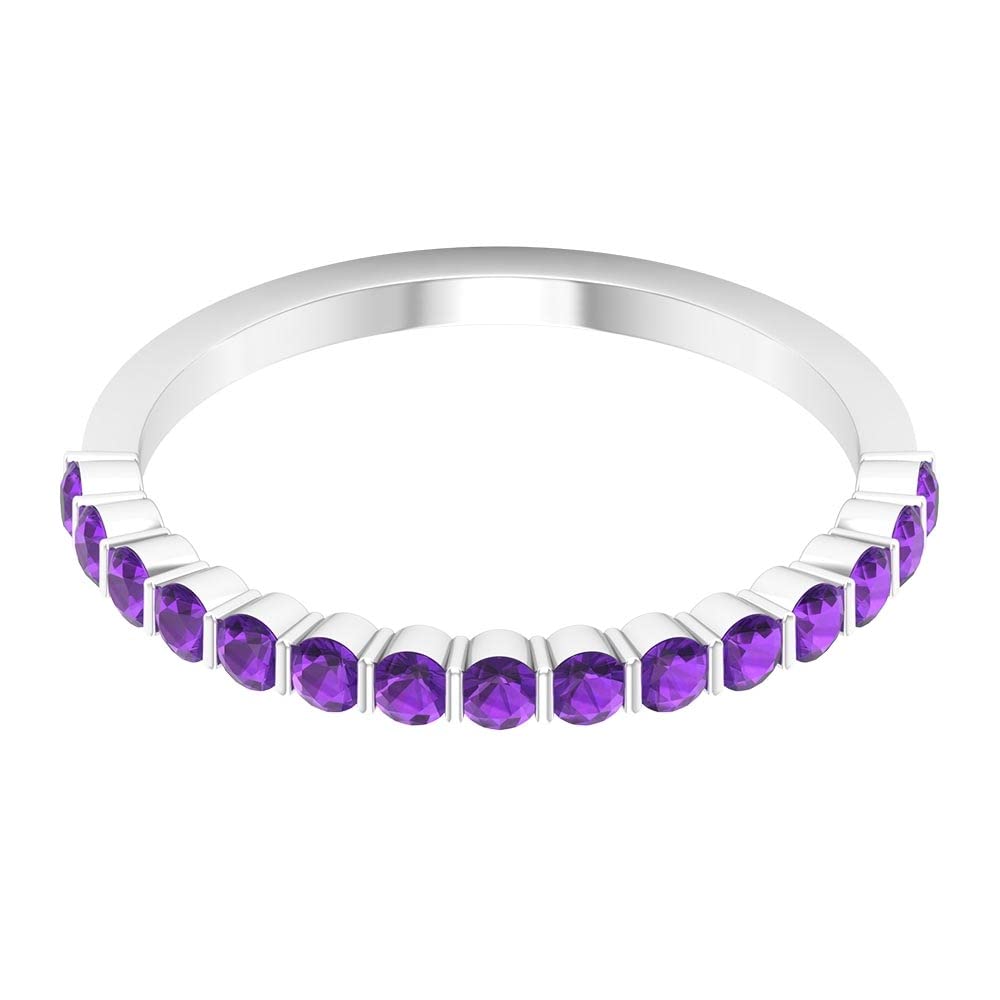 1/2 CT Amethyst Half Eternity Ring for Women - 14K Solid Gold Violet Amethyst Semi Eternity Band | Perfect for Anniversary Gifts, Valentine's Day, Birthday & Special Occasions