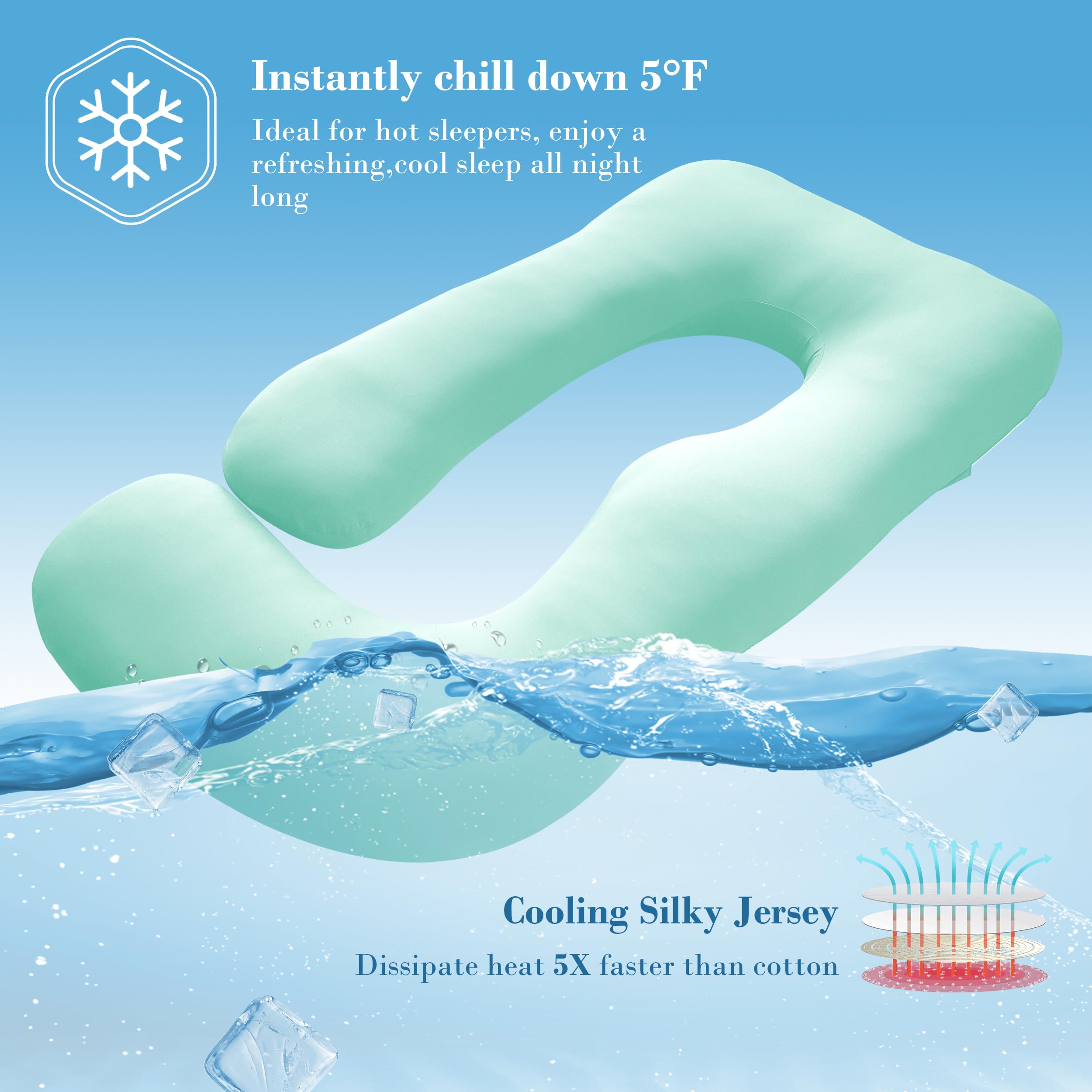**Premium U-Shape Pregnancy Pillow for Women - Soft Cooling Maternity Body Pillow with Removable Cover - Full-Size 57 Inch Support for Back, Belly & Hips - Ideal for Sleeping, Nursing & Relaxation - Turquoise**