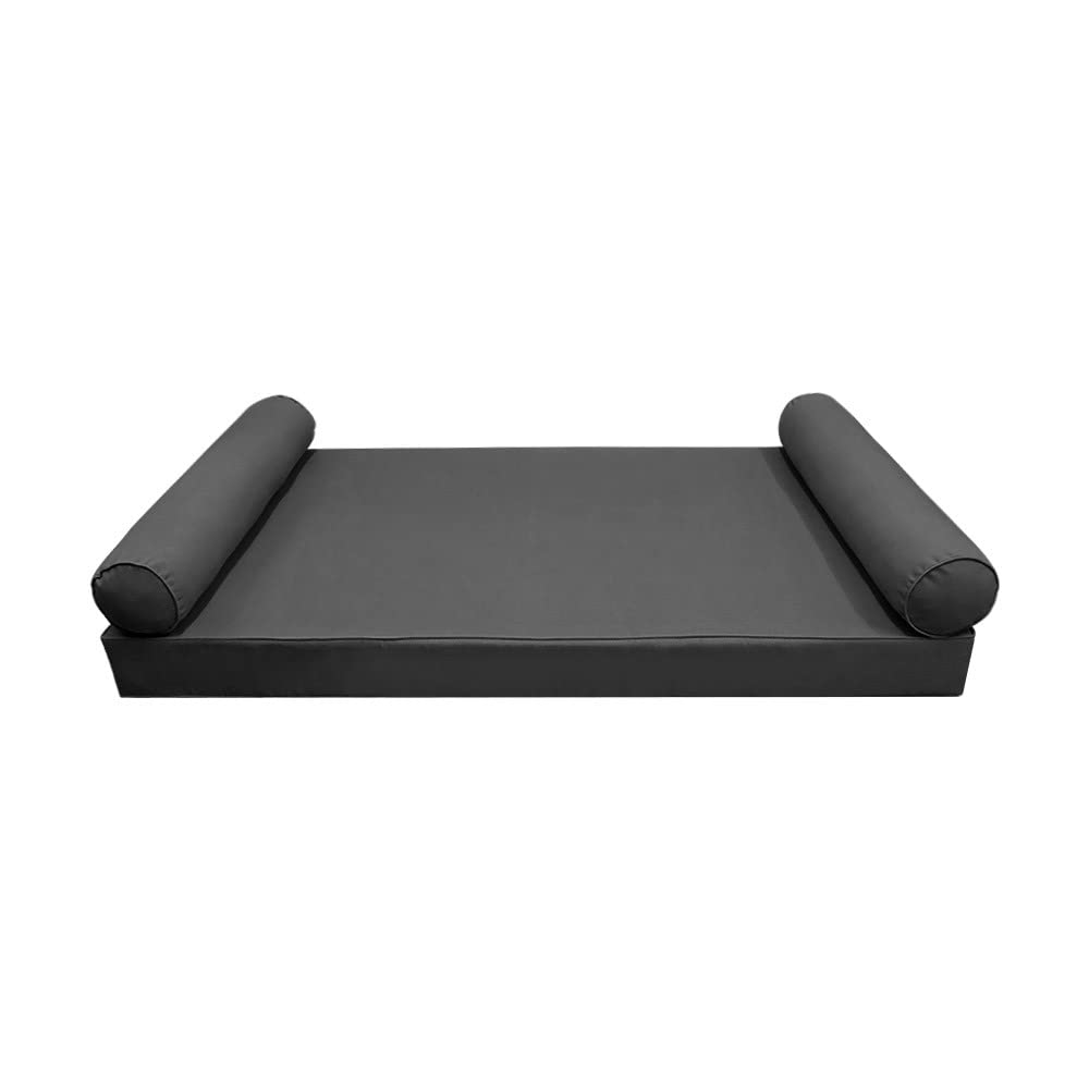 Prolinemax Style5 3-Piece Crib Size Pipe Trim Outdoor Daybed Set - Mattress, Bolster Pillow & Fitted Slipcover (AD003) | Perfect for Patio Lounging, Poolside Relaxation & Garden Daybeds