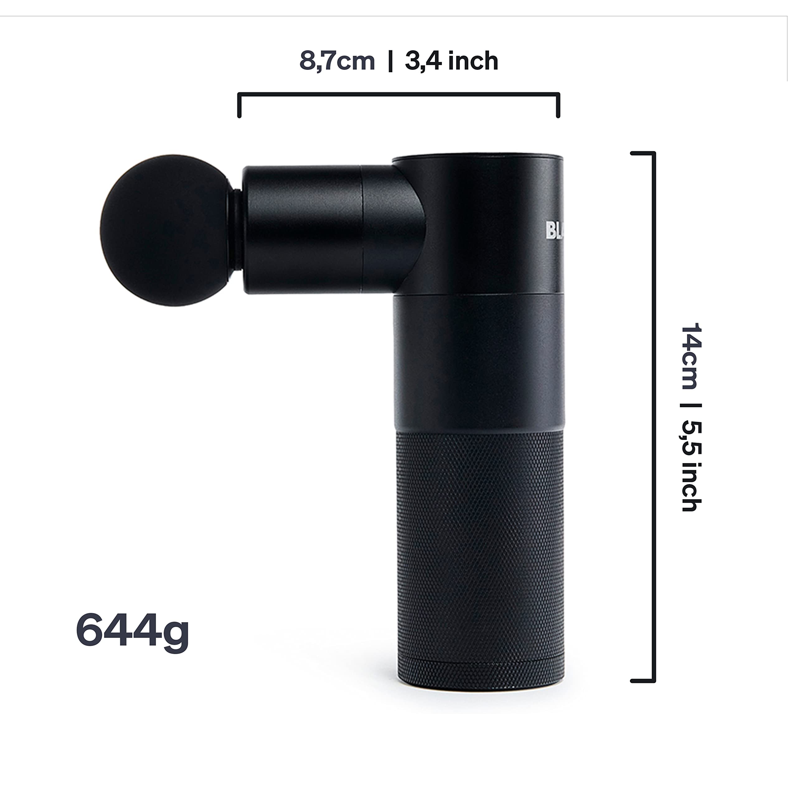 BLACKROLL® FASCIA GUN - High Quality Mini Massage Gun with USB C for Muscle & Fascia Relief, 4 Attachments with 4 Adjustable Levels - Perfect for Pain Relief, Recovery & Relaxation at Home, Gym or Office