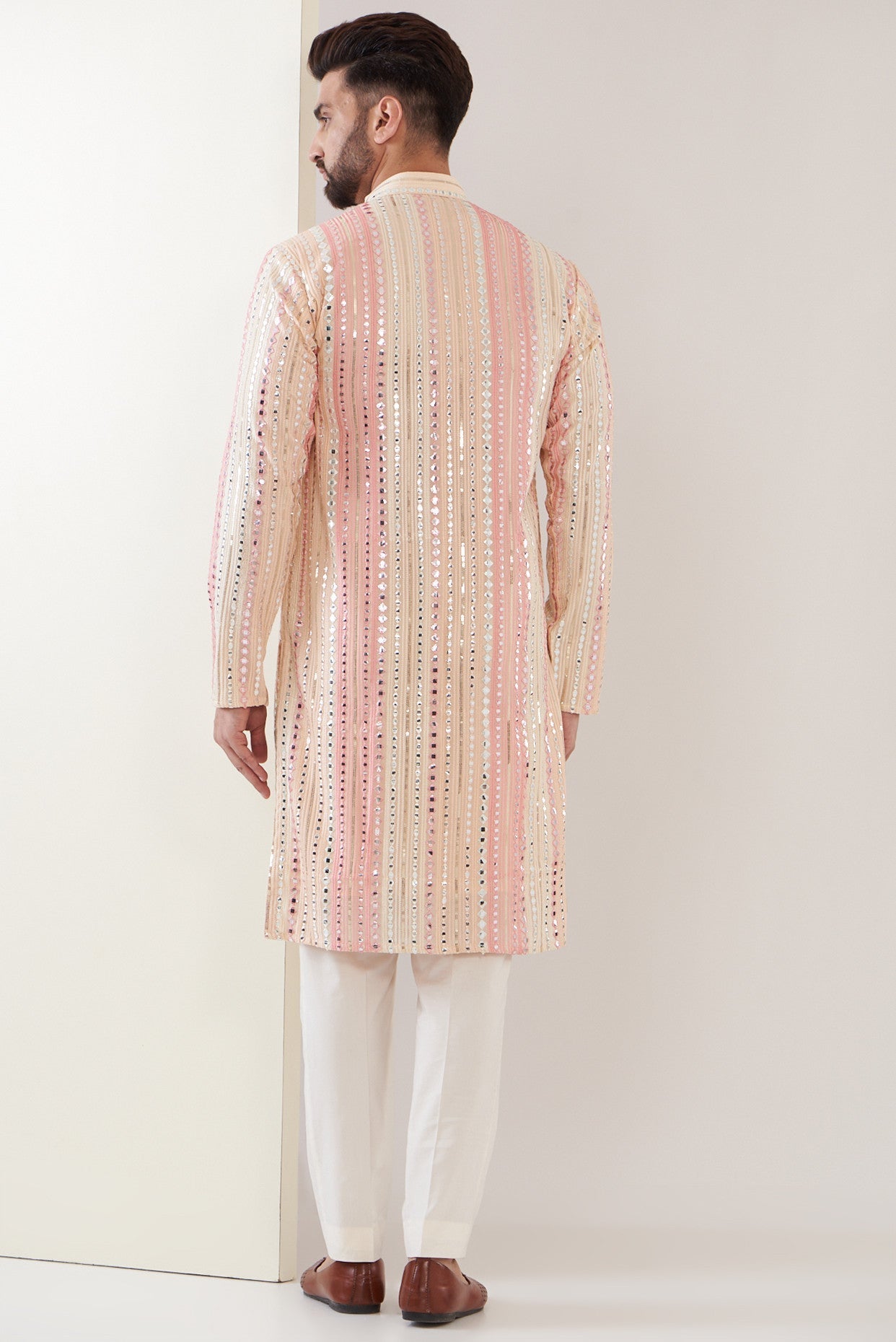 Elegant Pink Mirror Work Kurta for Women - Traditional Indian Embroidered Tunic Top - Perfect for Festivals, Weddings & Ethnic Parties