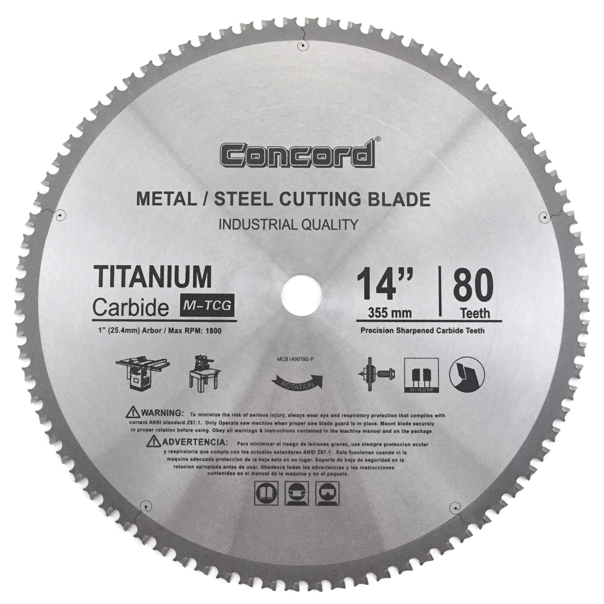 MCB1400T080HP 14-Inch 80 Teeth Tungsten Carbide Tipped Ferrous Metal Cutting Blade - Perfect for Steel, Iron, and Metal Pipe Cutting in Construction and Fabrication
