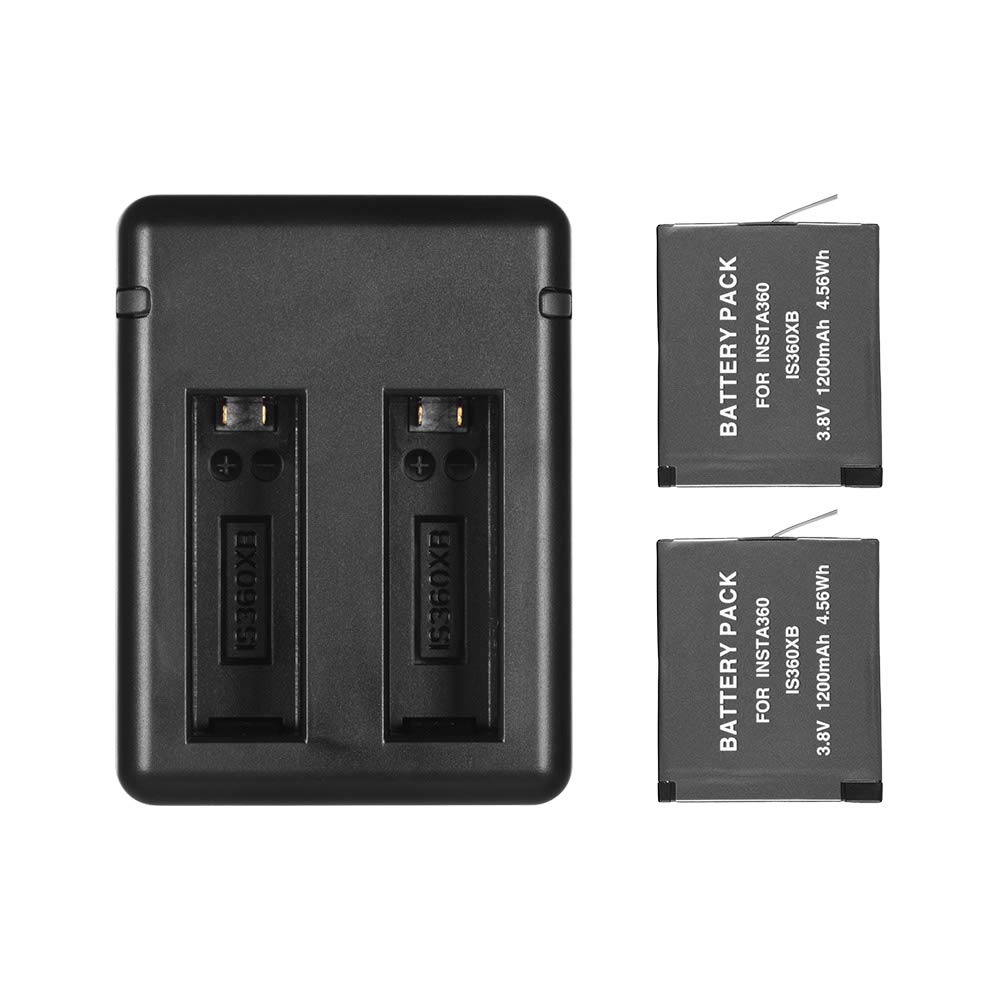Namolit Portable Dual Camera Battery Charger Kit with 2 Rechargeable Batteries & USB Cable for Insta360 One X - Fast Charging with LED Indicator for Travel & Outdoor Photography
