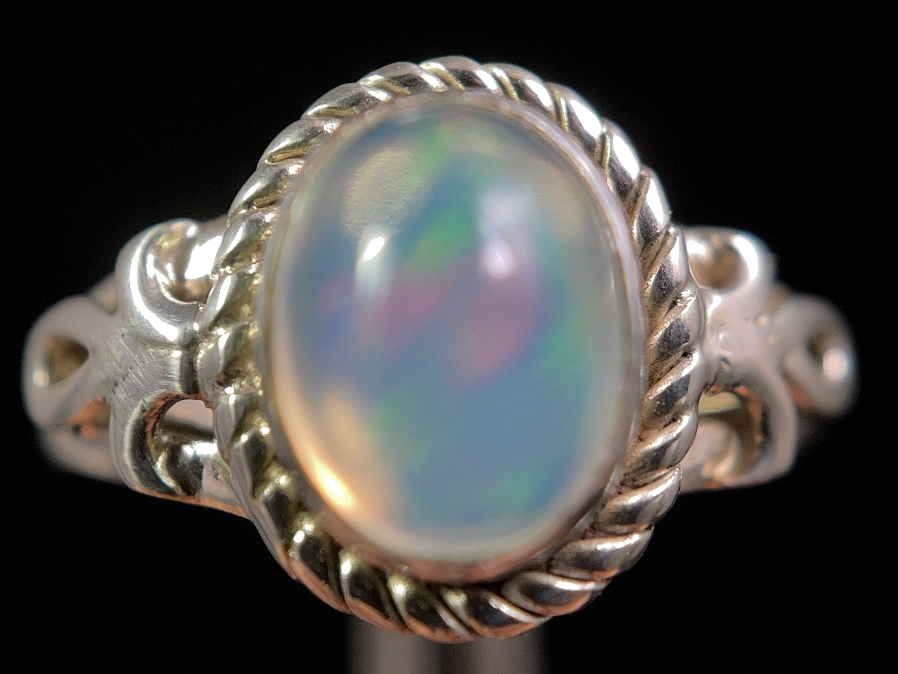 Sterling Silver Opal Ring Size 7.5 | Ethiopian Welo Opal Jewelry for Women | Elegant Bridal & Engagement Ring | Perfect for Weddings, Anniversaries & Special Occasions