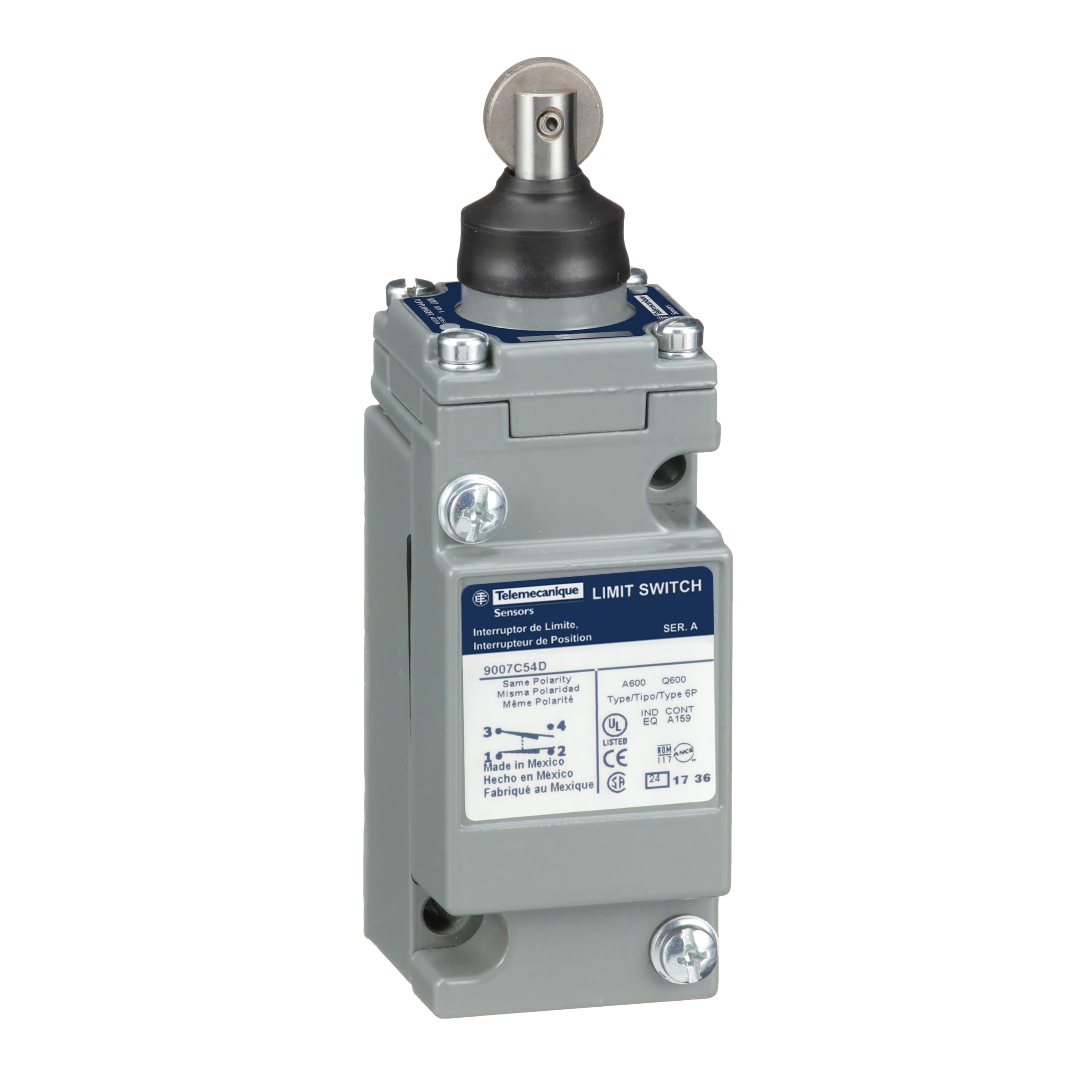 Heavy Duty NEMA Limit Switch 9007C54D - Full Size 1 Pole Top Roller Plunger Head for Industrial Machinery & Automation Equipment