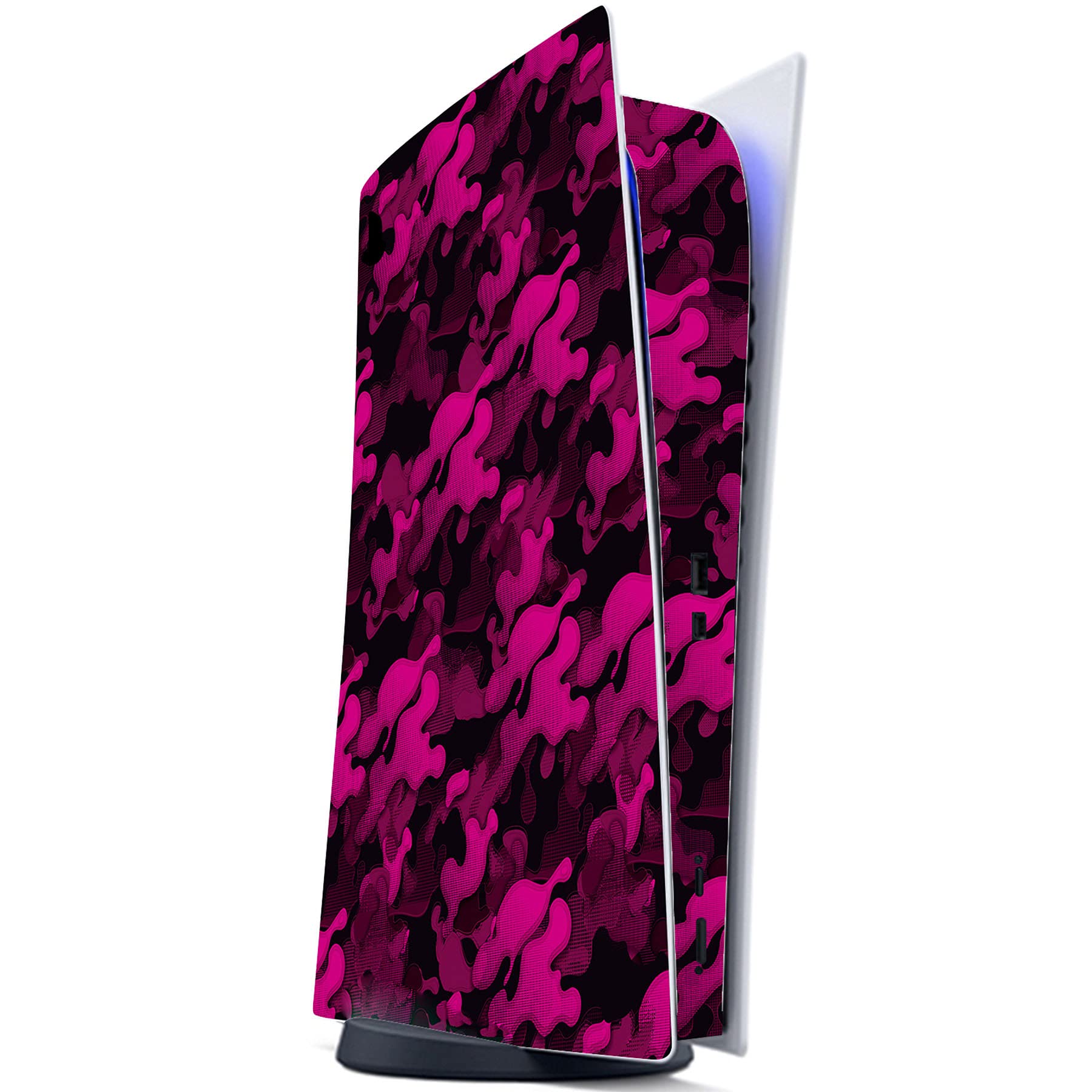 PlayVital Rose Red Black Camouflage Full Skin Decal Set for PS5 Digital Edition Console - Vinyl Sticker Cover for PS5 Controller, Charging Station, Headset & Media Remote - Perfect for Gaming Setup & Customization