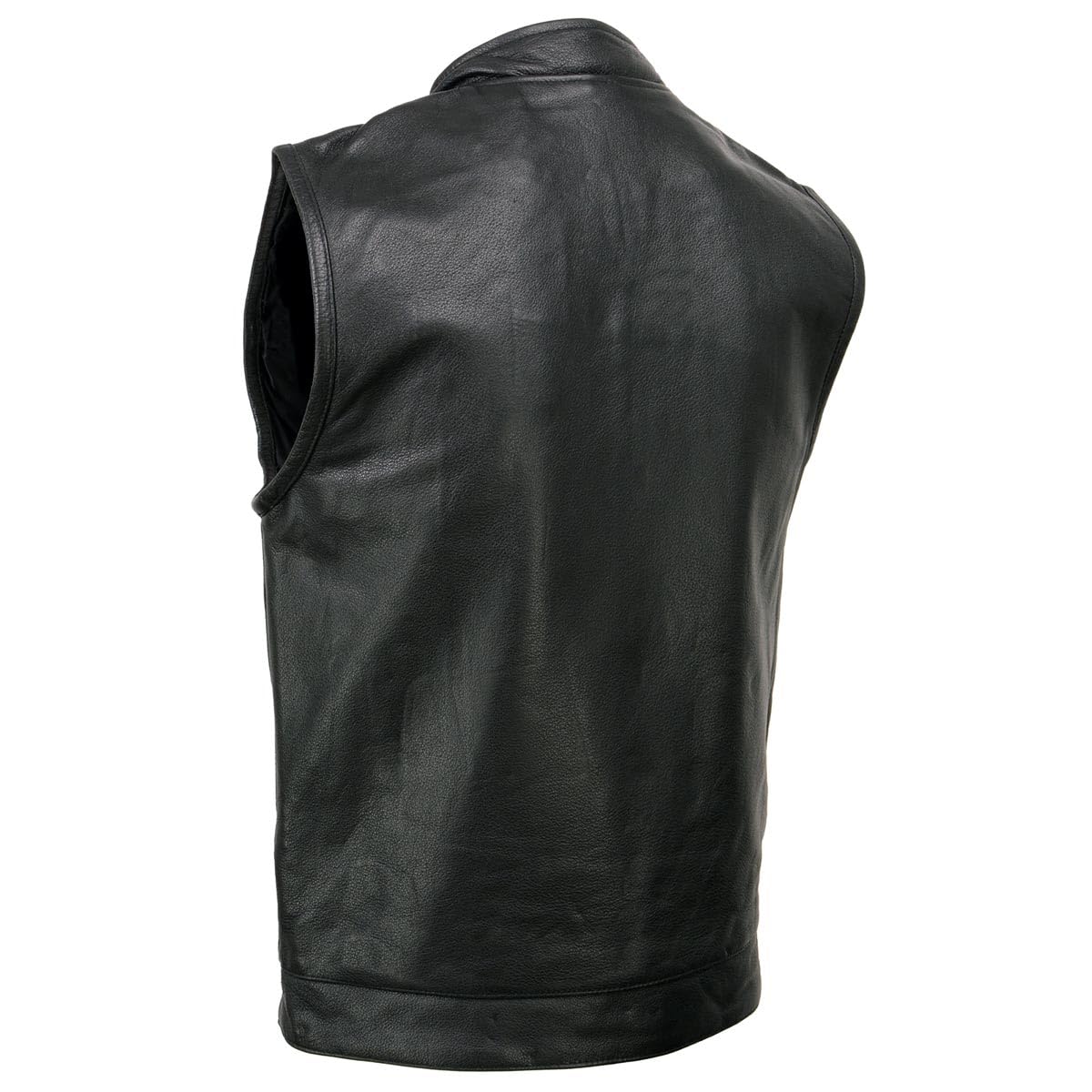 Milwaukee Leather SH2036 Men's Black Club Style Open Neck Leather Vest for Motorcycle Riding & Biker Events | Durable & Stylish
