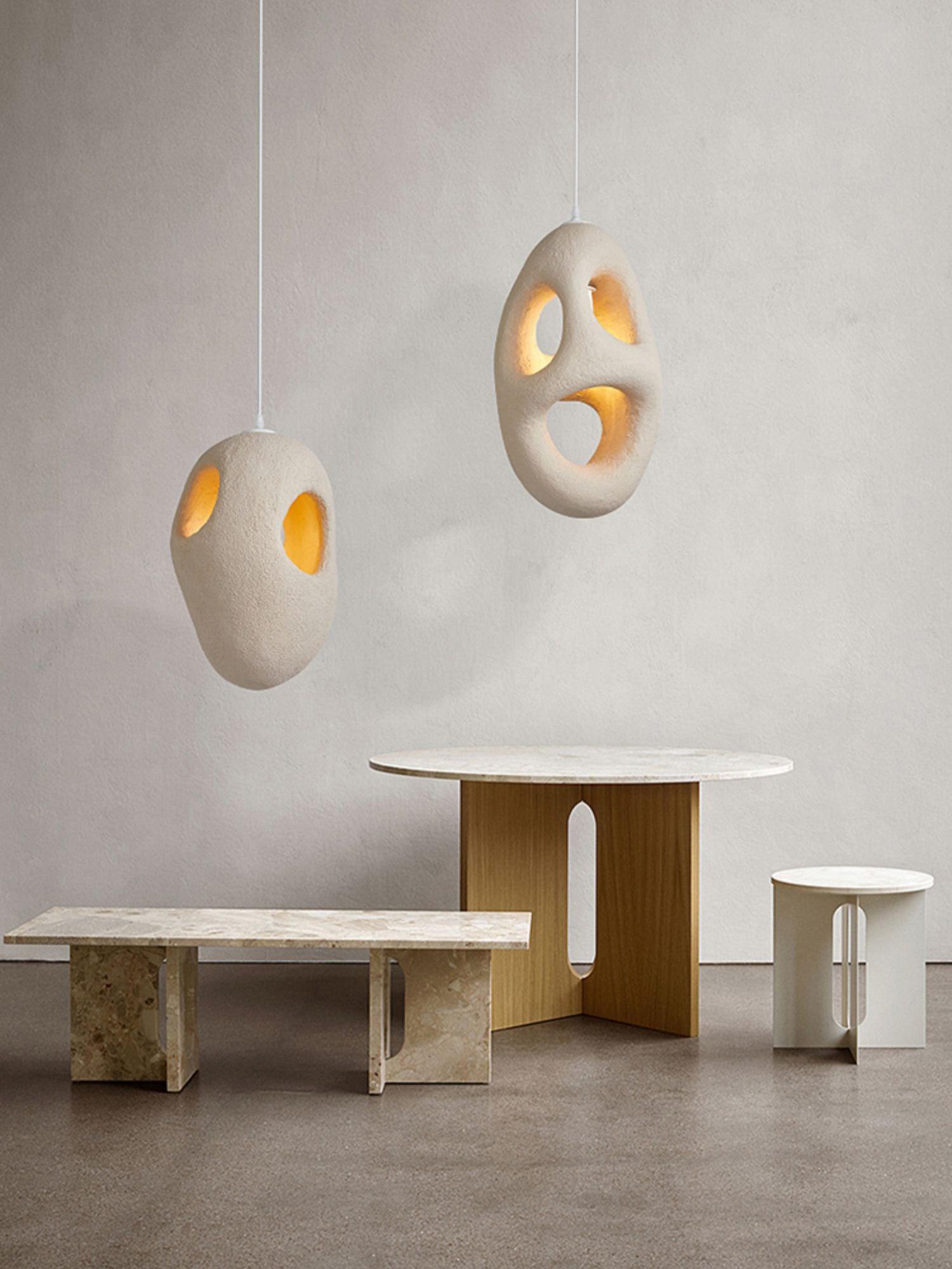 Handmade White Pendant Light - Modern Glass Hanging Lamp for Kitchen Island, Dining Room & Bedroom Lighting