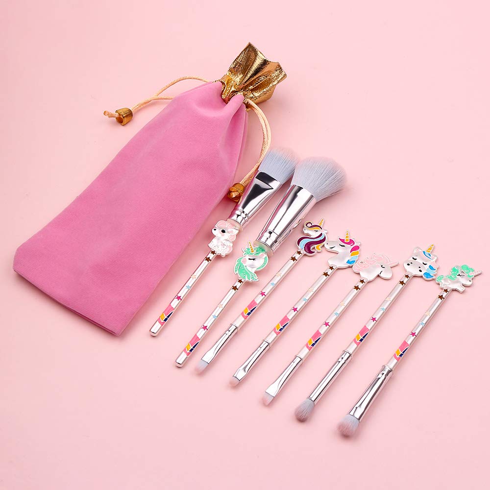 Professional Unicorn Makeup Brush Set - 7pcs Cruelty-Free Synthetic Brushes for Foundation, Blending, Blush, Concealer & Eyeshadow | Double-Sided Face & Powder Brushes for Liquid & Cream Cosmetics | Perfect for Makeup Artists & Beauty Enthusiasts