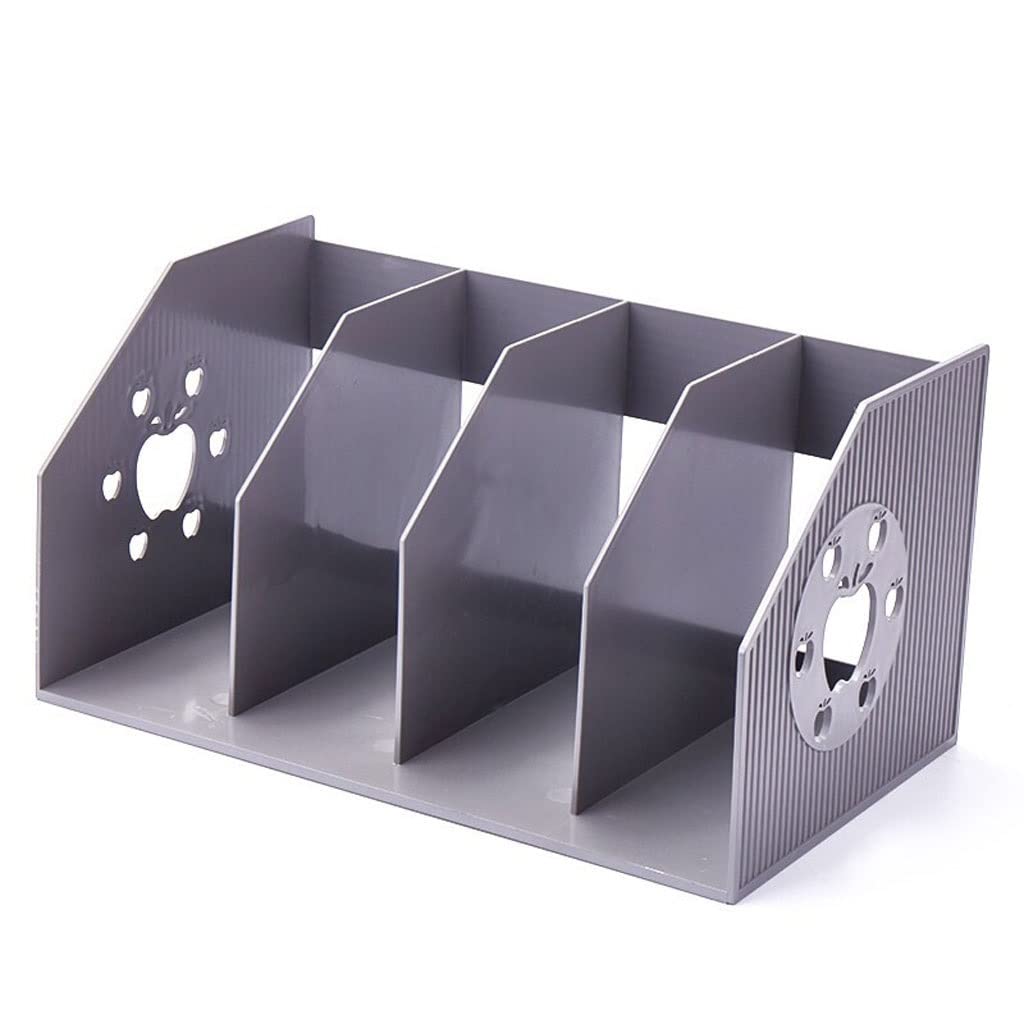 ZLASS Plastic Foldable Desk Organizer with 4 Vertical Compartments - Office File & Magazine Holder for Home, School & Workplace Organization - Perfect for Storing Documents, Books & Office Supplies on Desks or Shelves