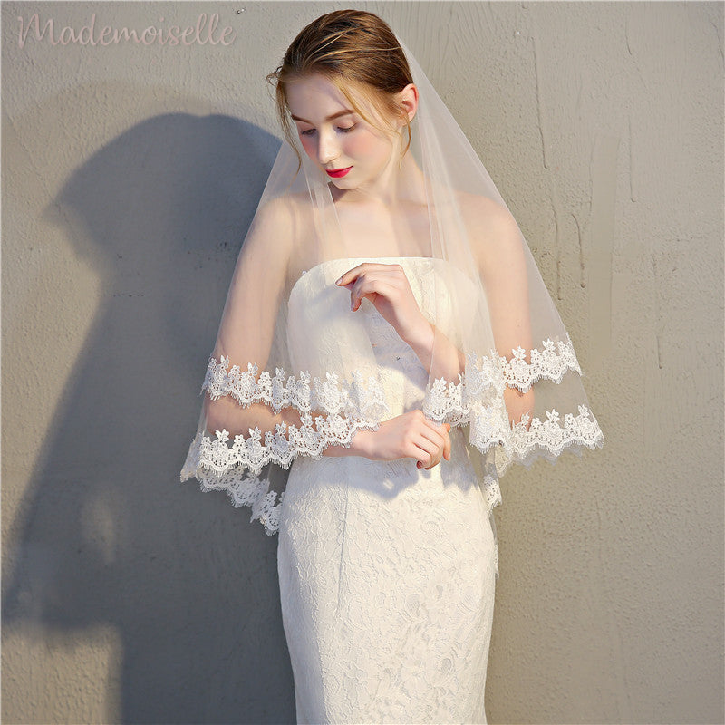Davina Veil - Elegant Wedding Veil with Lace Trim for Brides | Perfect for Church Ceremonies, Garden Weddings & Formal Events