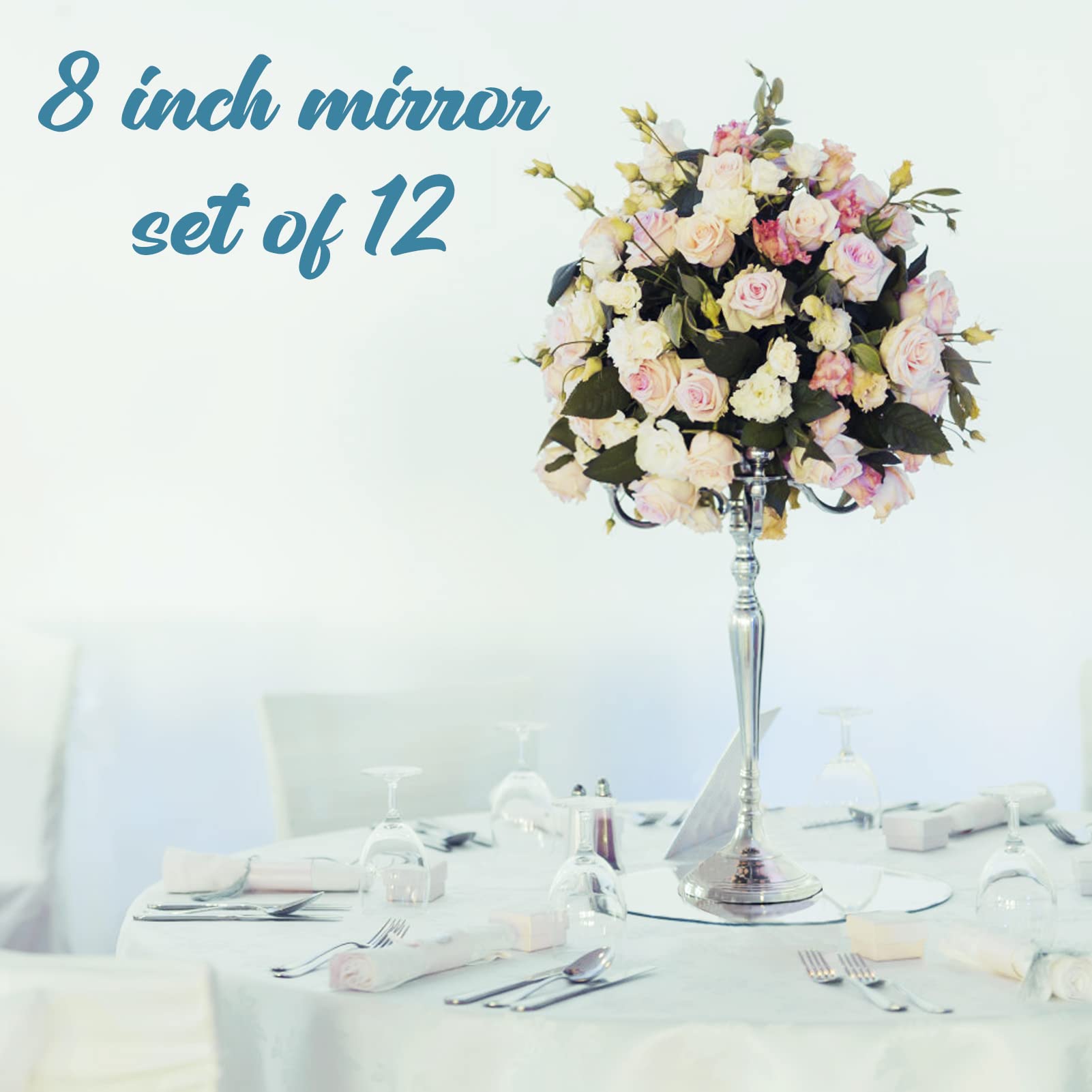 12-Pack 8-Inch Round Glass Mirror Centerpieces for Tables – Elegant Circle Mirror Trays & Candle Plates – Perfect for Wedding Decor, Party Decorations, and Home Centerpiece Displays