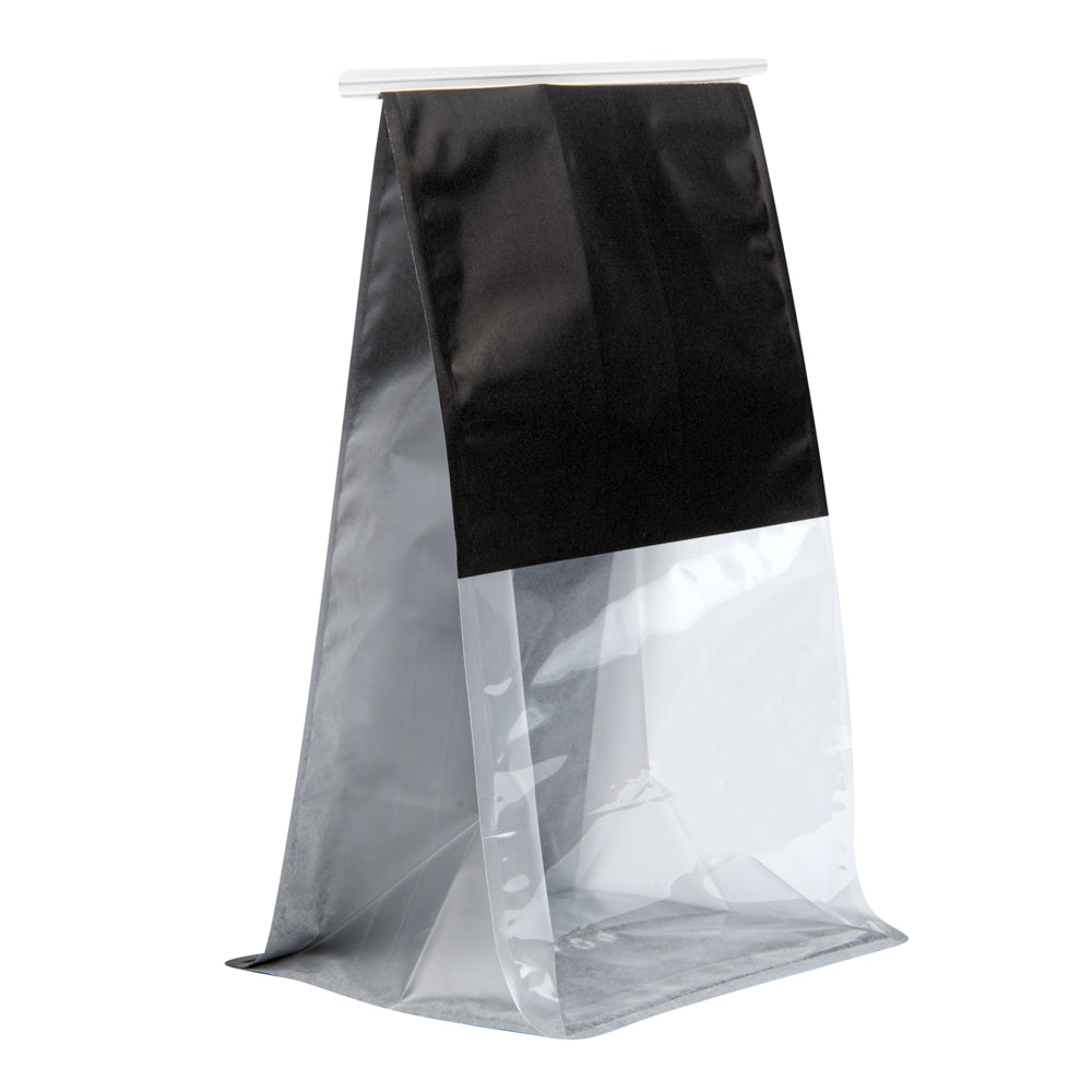 Premium Black Cotton Paper Tin Tie Bags with Clear Window - 6.25