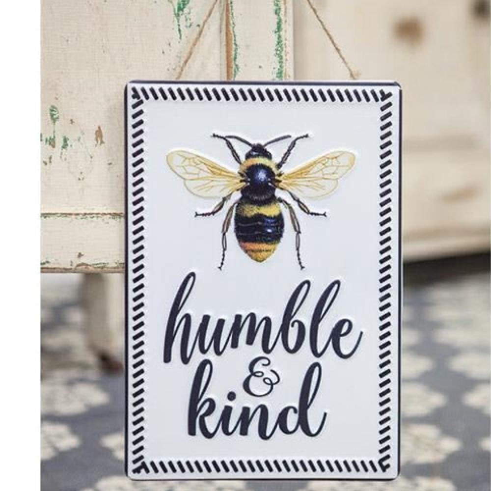 Bee Humble and Kind Metal Sign - Rustic Farmhouse Wall Decor for Home, Office & Outdoor - Inspirational Quote Sign for Living Room, Bedroom & Garden