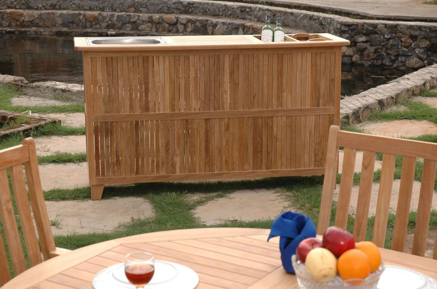 Anderson Teak Safari Bar Table TB 6620BT - Outdoor Patio Furniture for Poolside, Deck, and Garden Dining - Weather-Resistant Teak Wood Counter Height Table