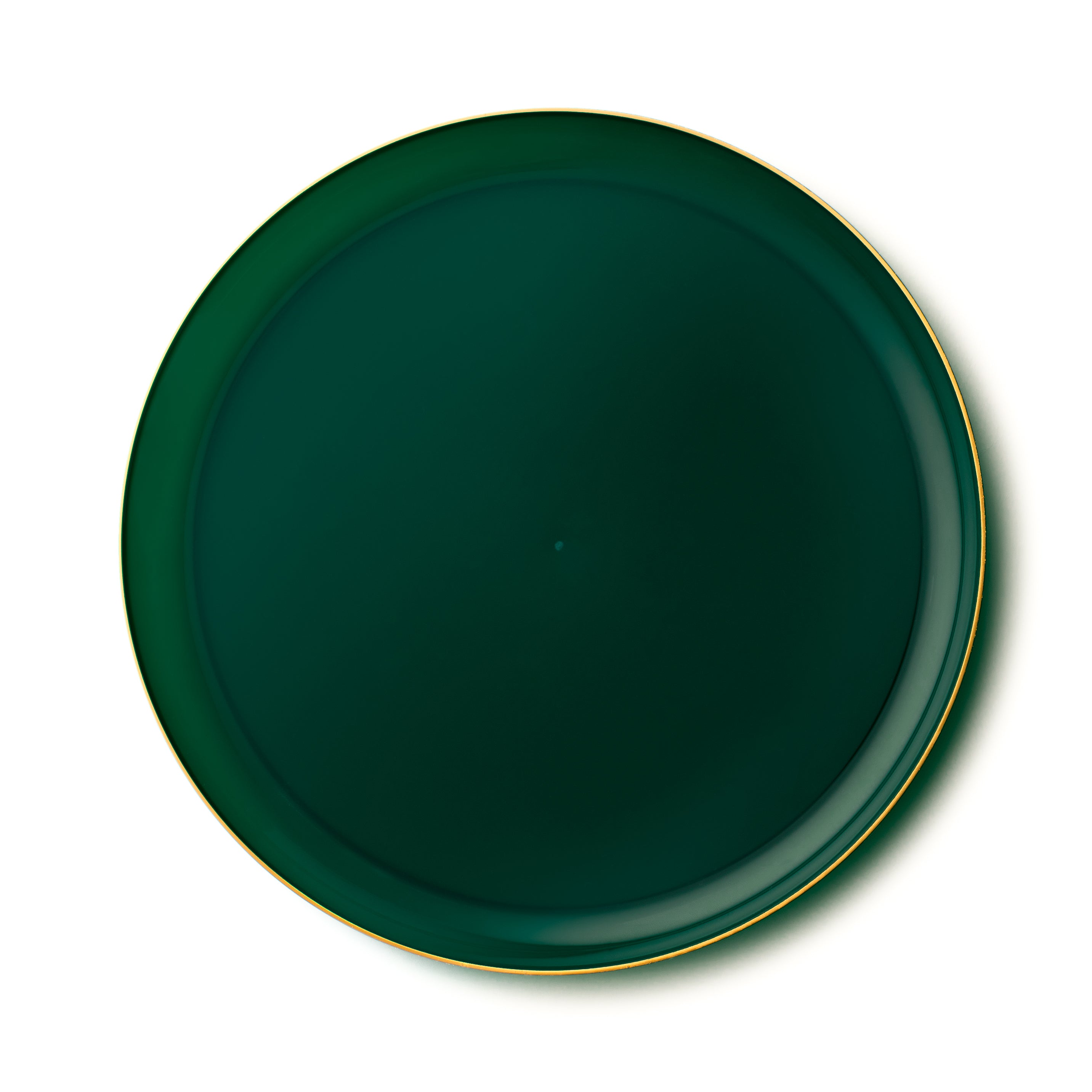 Premium 10-Pack Green & Gold Round Plastic Plates - Elegant Disposable Dinnerware for Parties, Weddings & Special Events