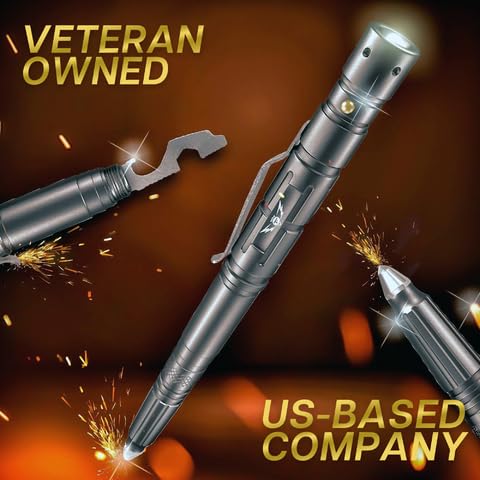 Tactical Pen with Flashlight - Self Defense Multi Tool Survival Pen with Glass Breaker & Bottle Opener - Perfect for Outdoor, Emergency, EDC & Gifts for Men & Women