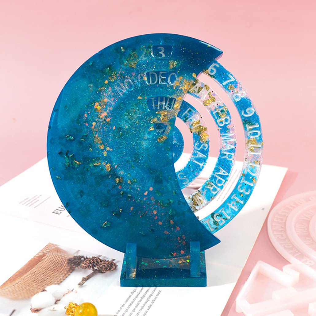KyeeaDIY 3-Piece Rotatable Moon Phase Silicone Mold Set - Resin Epoxy Casting Kit for Perpetual Calendar, Wall Art & Home Decor | Perfect for DIY Crafts, Gifts & Boho Room Decoration (Small Moon)