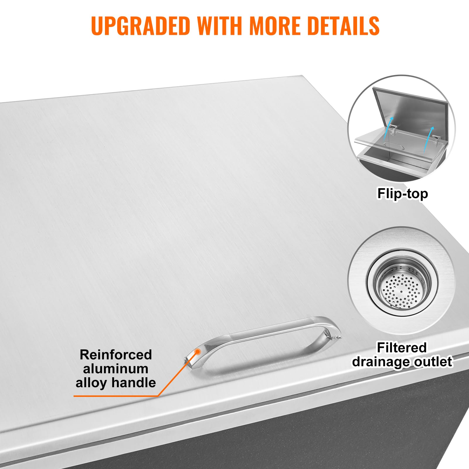 VEVOR 40 Quart Stainless Steel Drop-In Ice Chest Cooler - 20