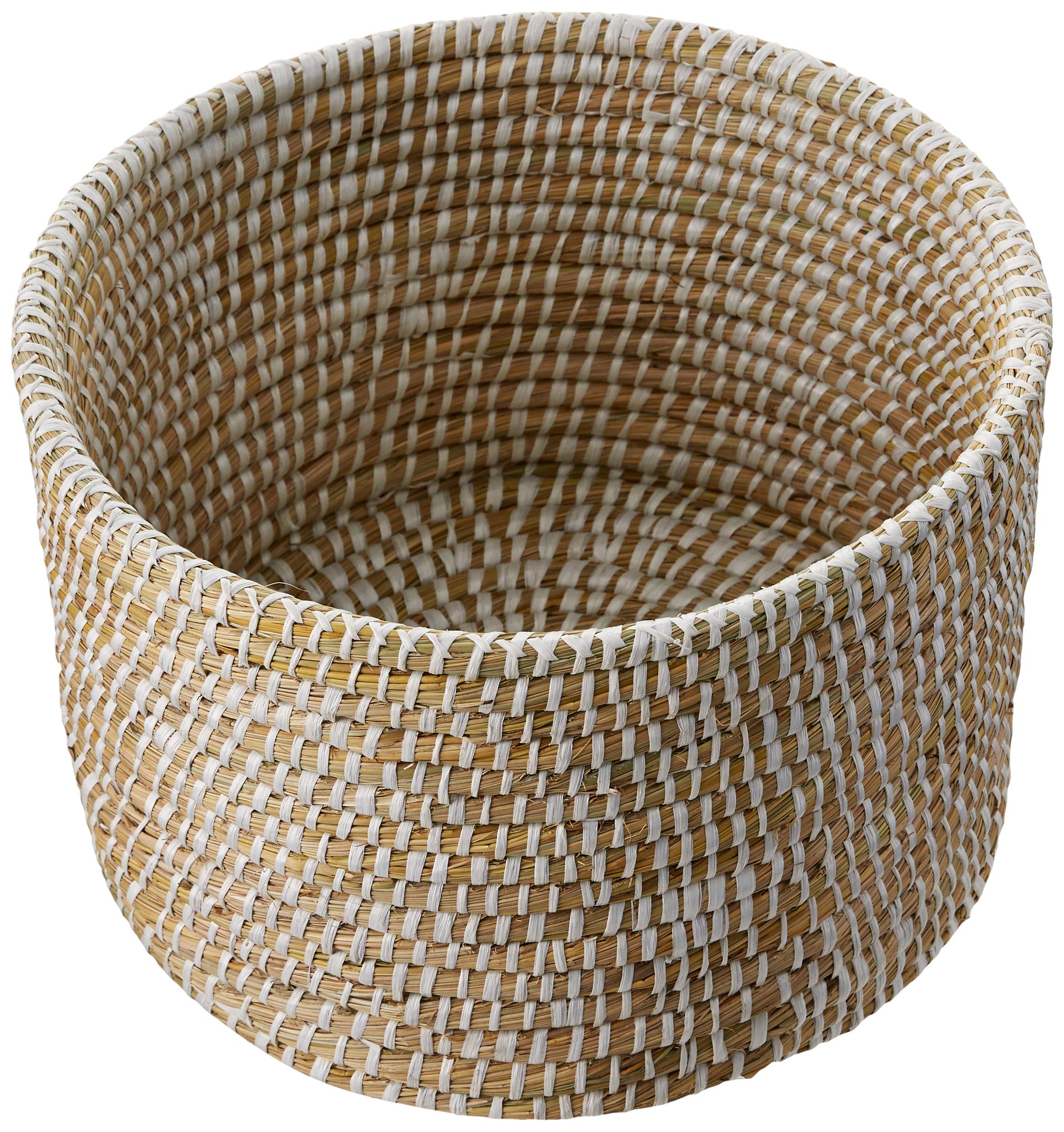 Whitewashed Woven Seagrass Storage Baskets with Lids - Set of 3 Sizes (Small, Medium, Large) - Natural Home Decor for Bathroom, Kitchen & Living Room Organization