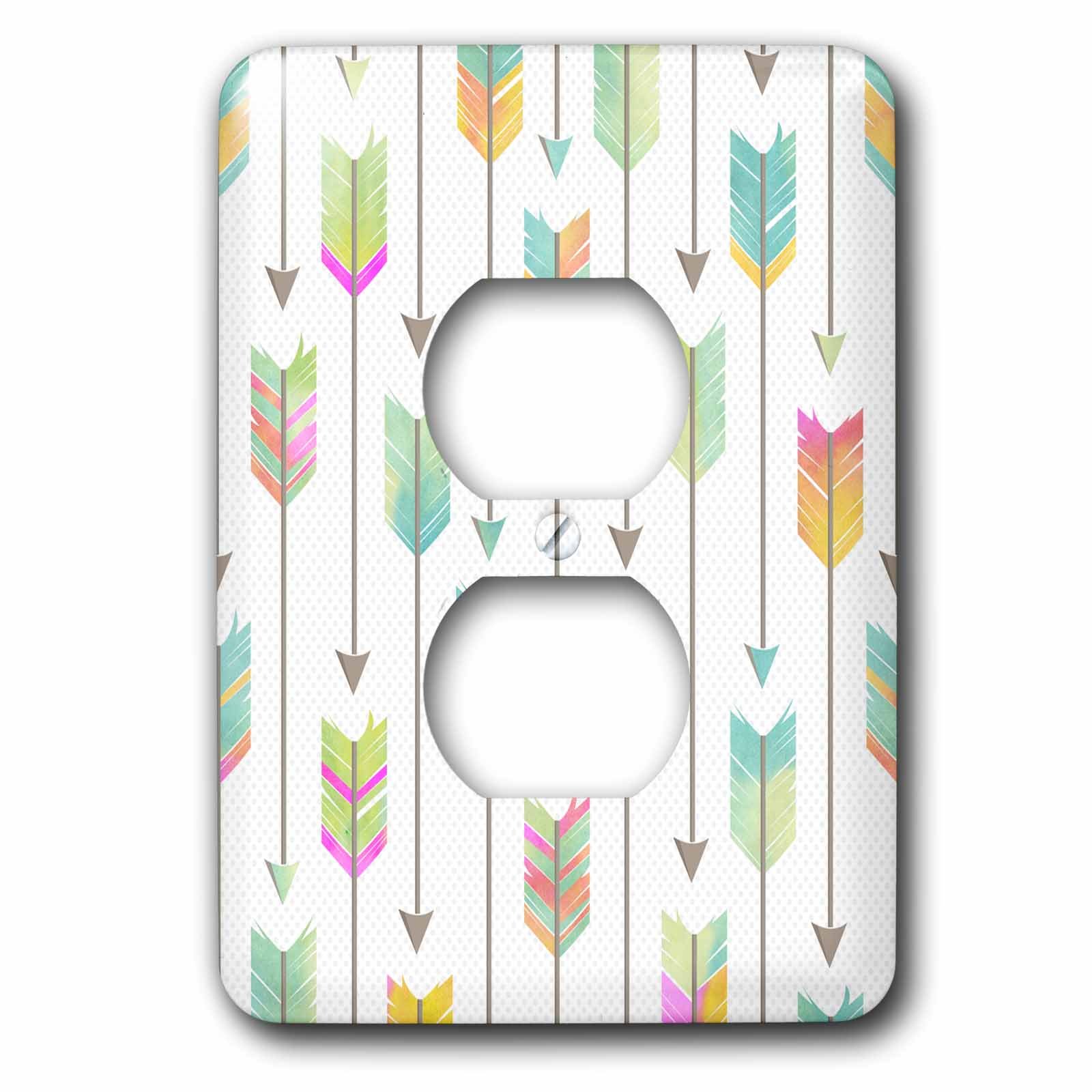 3D Rose Watercolor Arrows Pattern 2 Plug Outlet Cover - Decorative Electrical Wall Plate for Home, Office & Nursery Decor