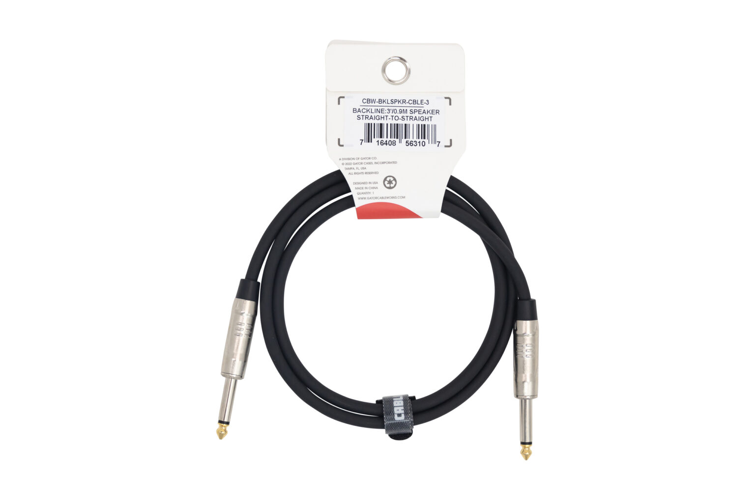 Gator Frameworks 3 Foot Speaker Cable - High-Quality TS Instrument Cable for PA Systems, Studio Monitors & Live Performances - Perfect for DJ Equipment, Keyboard Amps & Audio Interfaces
