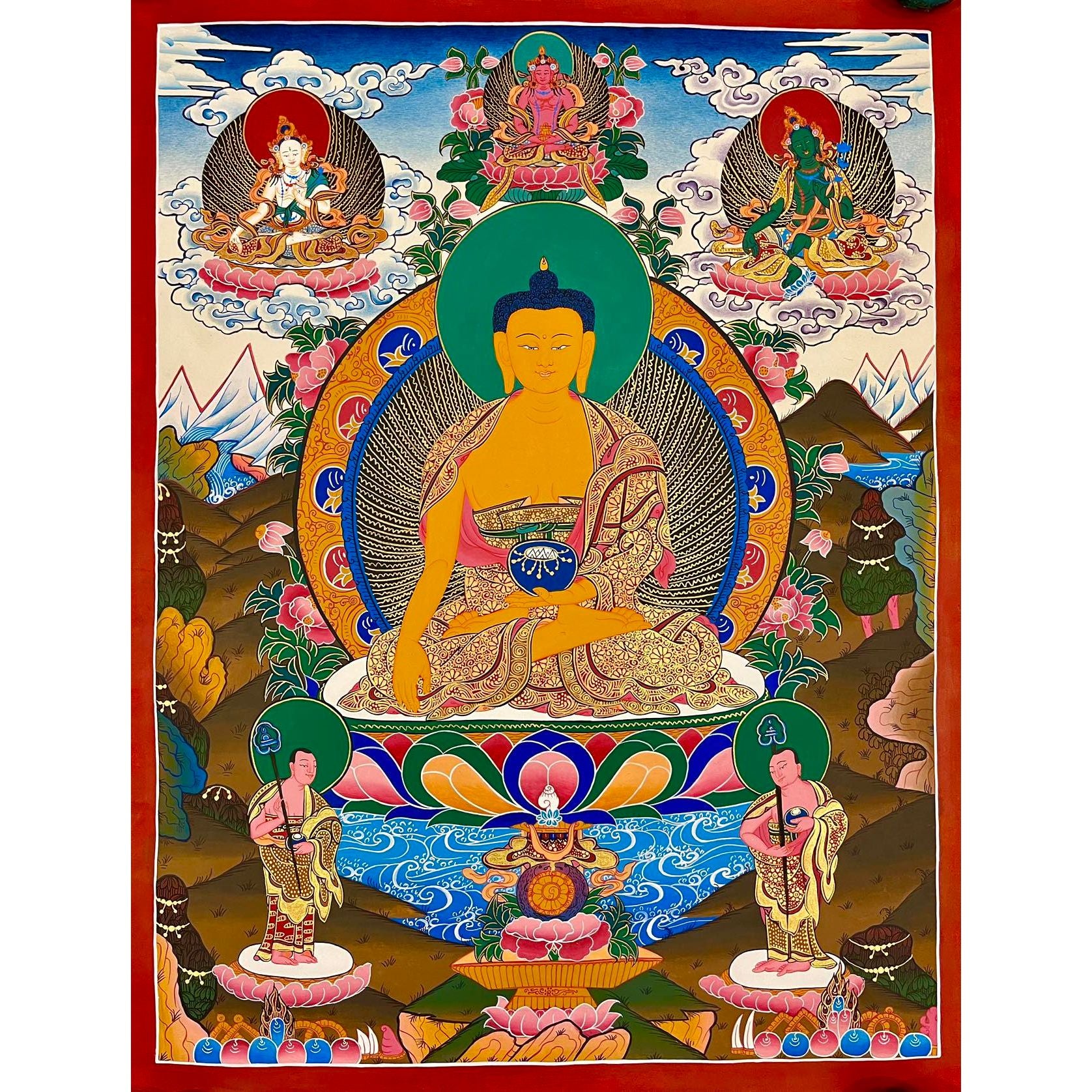 Authentic Shakyamuni Buddha Thangka Painting - Handmade Tibetan Buddhist Art for Meditation & Home Decor - Perfect for Yoga Studios, Spiritual Spaces & Gift Giving