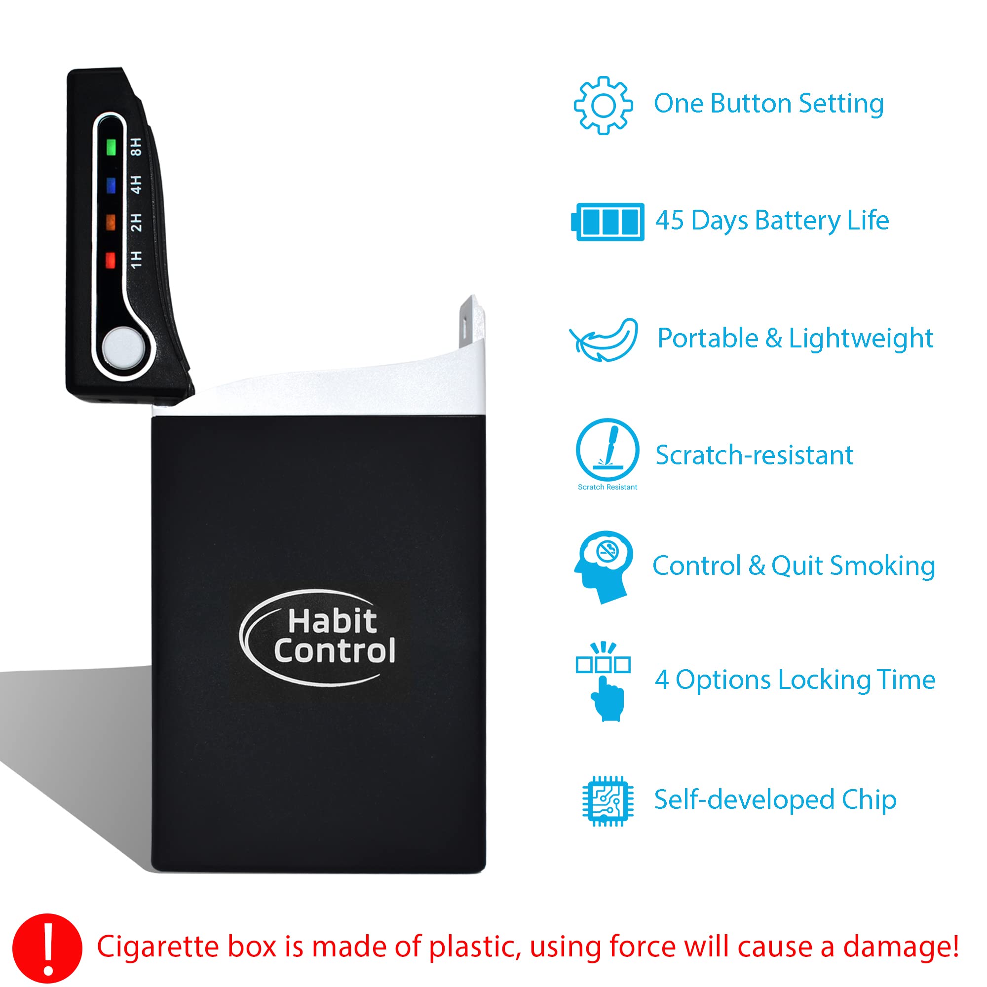 Quit Smoking Aid - 84mm/3.3in King Size Cigarette Case with Timer | Habit Control & Smoking Cessation Tool | Portable Timer Lock Box for 20 Cigarettes | Perfect for Travel, Office & Home Use