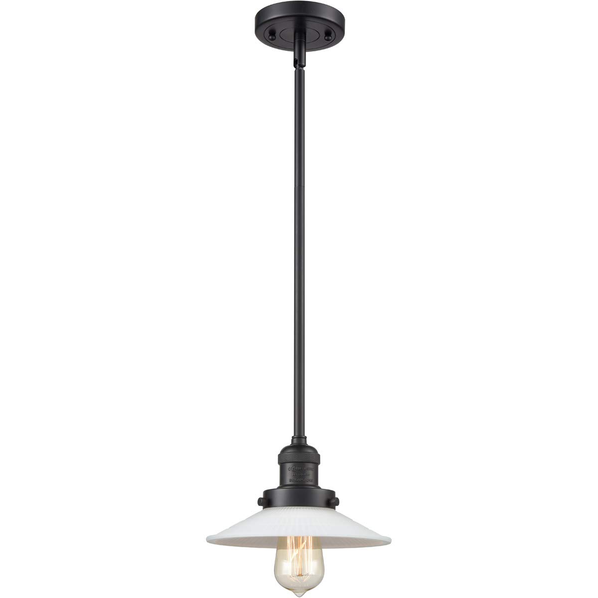 Matte Black Mini Pendant Light Fixture - 9 Inch Wide White Glass Shade with Steel/Cast Brass Base - Energy Efficient LED Single Light for Kitchen Island, Dining Room, or Entryway Lighting