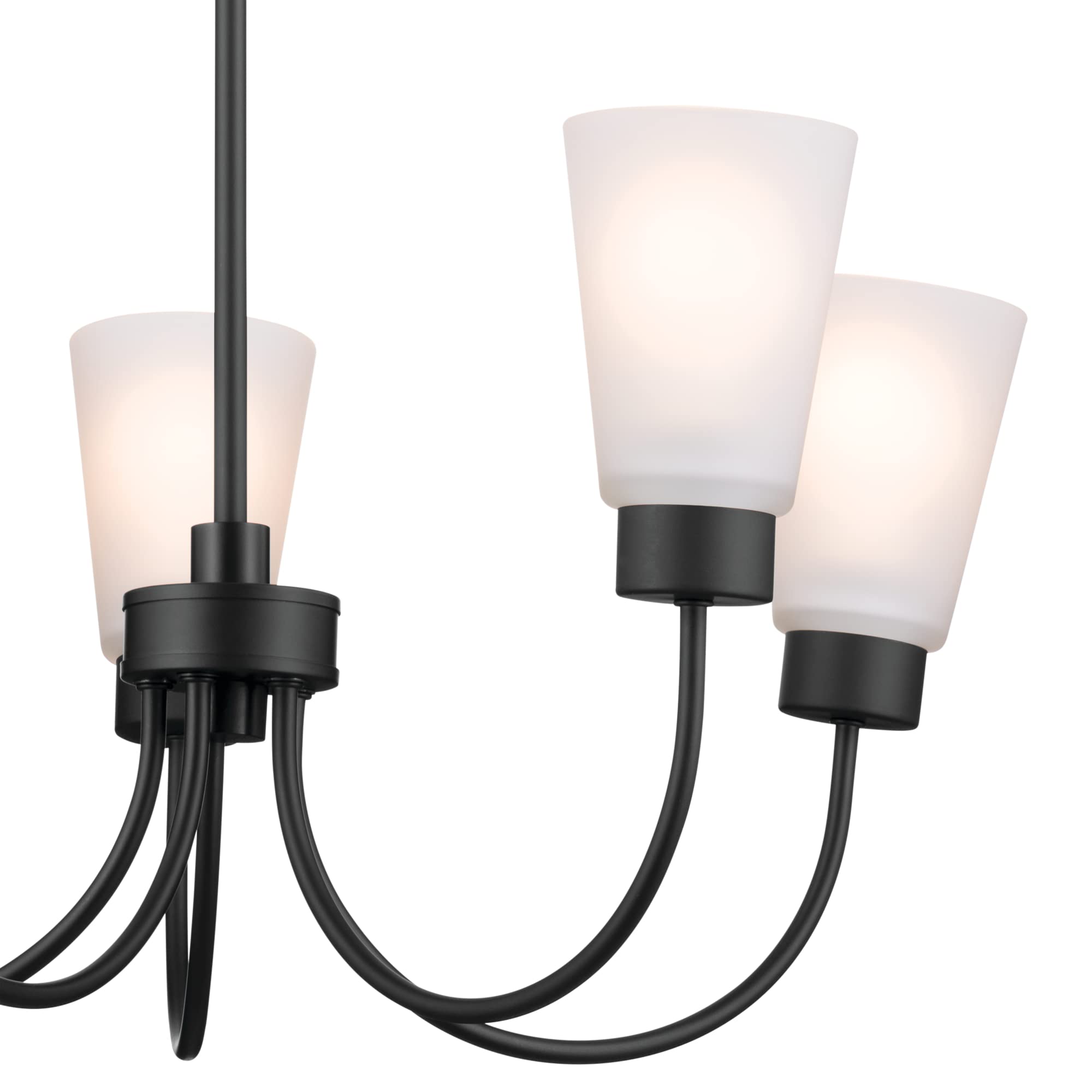 Kichler Erma 5-Light Black Chandelier with Satin Etched Glass - Traditional Ceiling Light Fixture for Living Room, Dining Room, Bedroom or Entryway (24