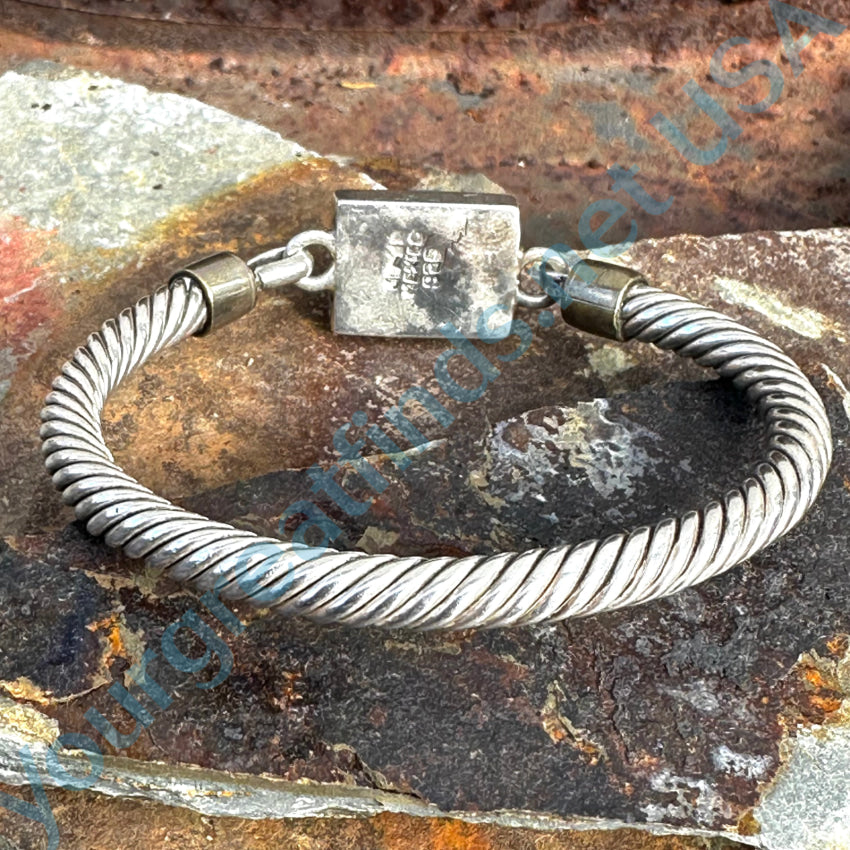 Vintage Mexican Sterling Silver Cable Bangle Bracelet - Handmade 925 Silver Jewelry for Women - Perfect for Boho, Festival & Everyday Wear
