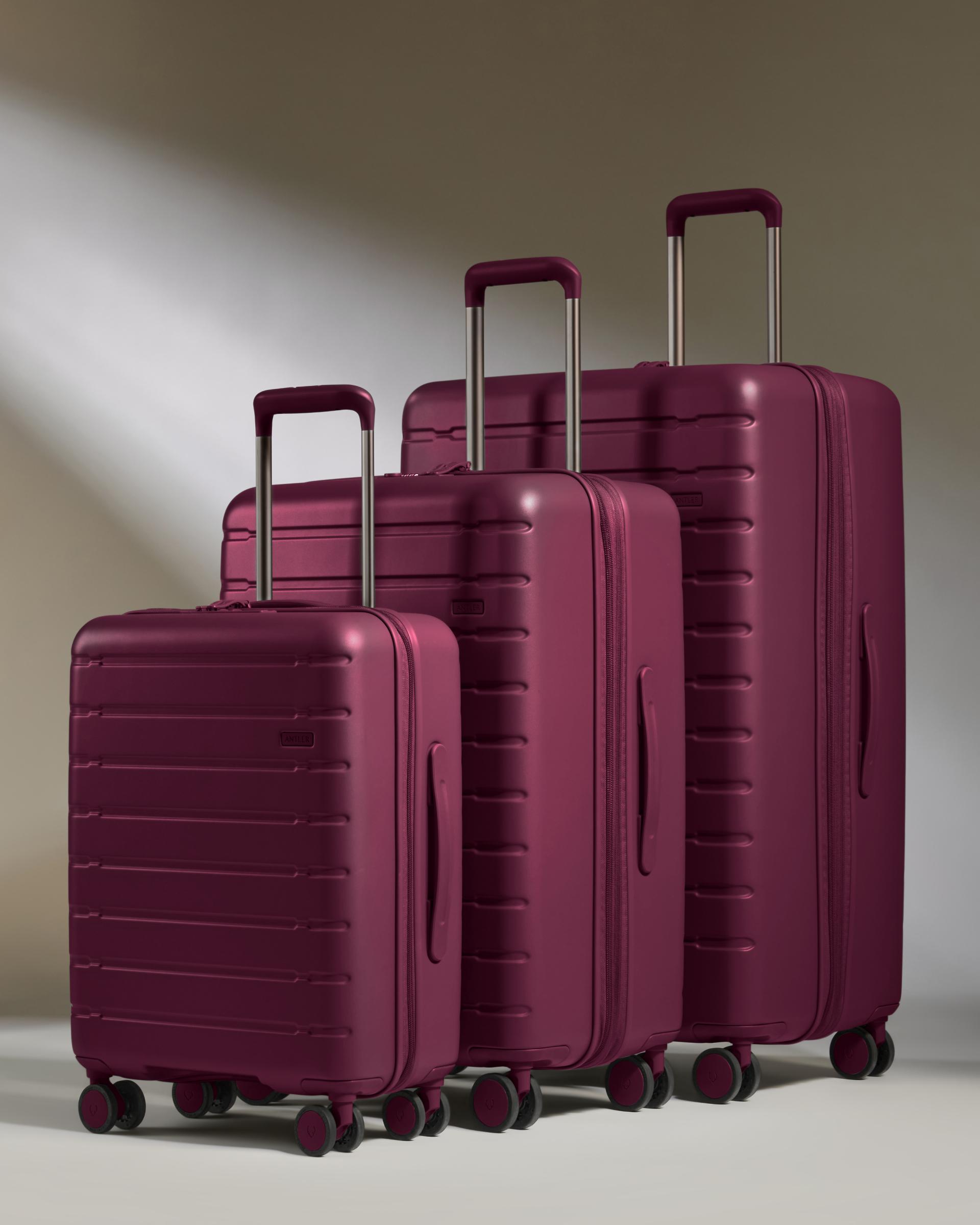 Expandable Carry on Luggage Set in Berry Red - Stamford 2.0 Lightweight Suitcase with 360° Spinner Wheels for Business Travel & Weekend Getaways