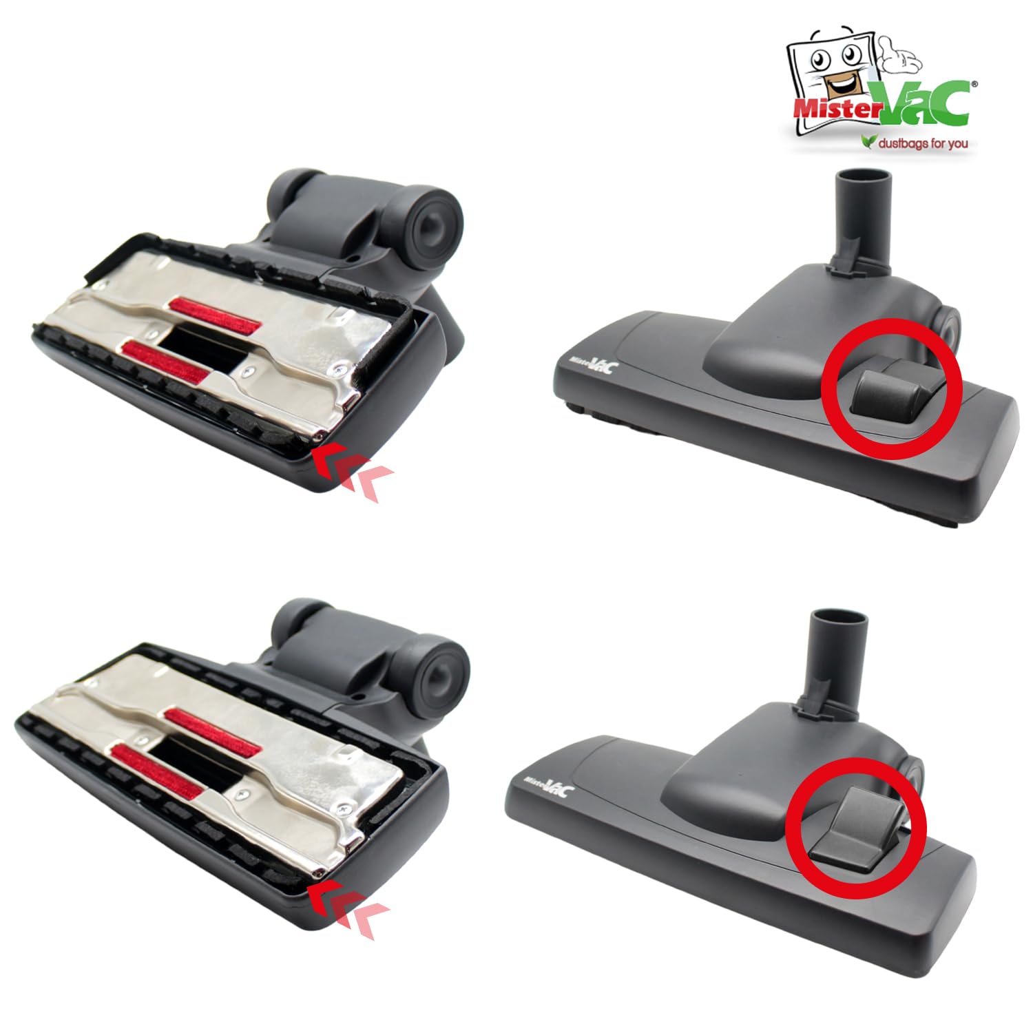 1 x MisterVac Compatible Vacuum Cleaner Nozzle Replacement - Floor & Snap-In Nozzle for ARNICA TERRA Rosso - Perfect for Hardwood Floors, Carpets & Pet Hair Cleaning