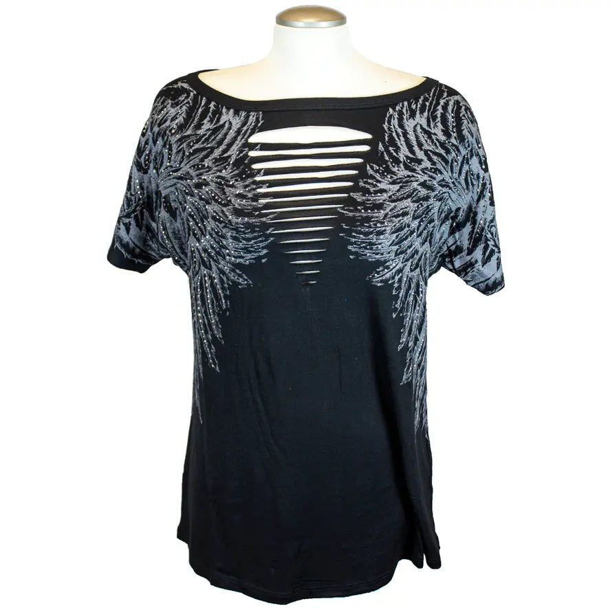 Liberty Wear Women's Sexy Cut Out Wing Design Sleeveless Tops - Perfect for Night Out, Party, and Summer Fashion