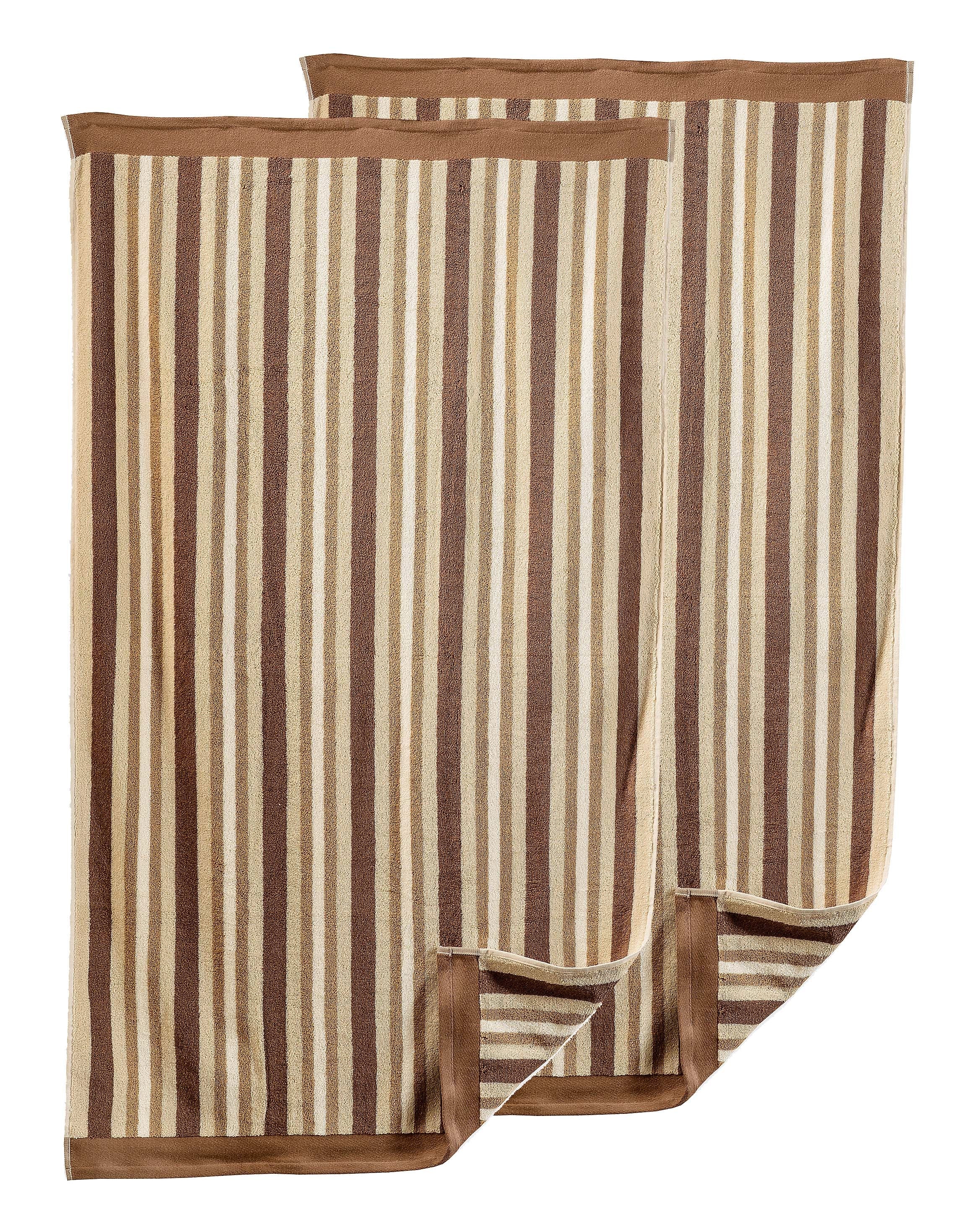 Premium Cotton Striped 2-Piece Bath Sheet Set - Super Soft & Absorbent Towels for Spa, Bathroom & Beach Use