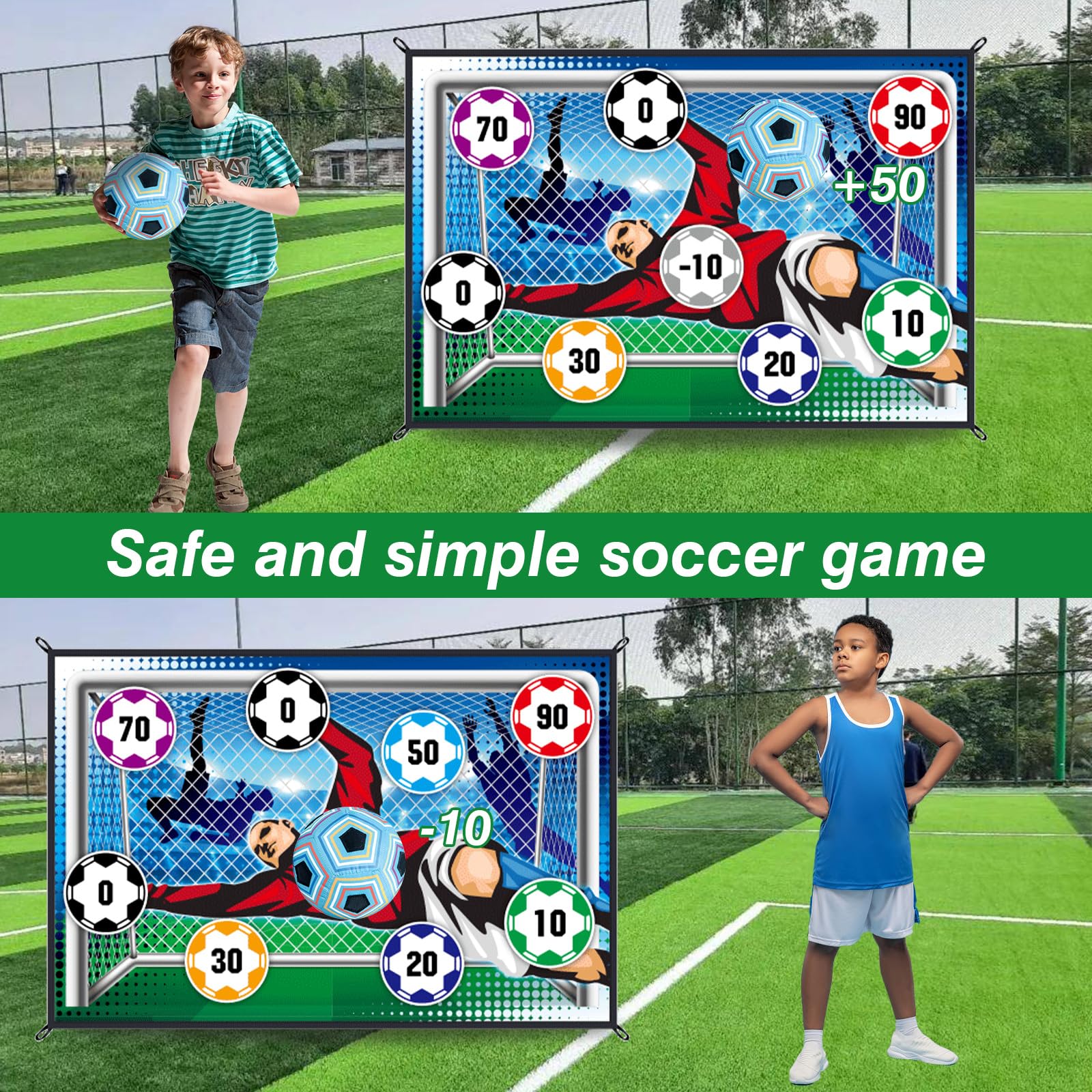 Mini Soccer Games Set for Kids - Indoor/Outdoor Backyard Toy with Adhesive Ball (No Inflation Needed) - Fun Birthday Gift for Boys & Girls - Perfect for Yard, Park, and Playroom Activities