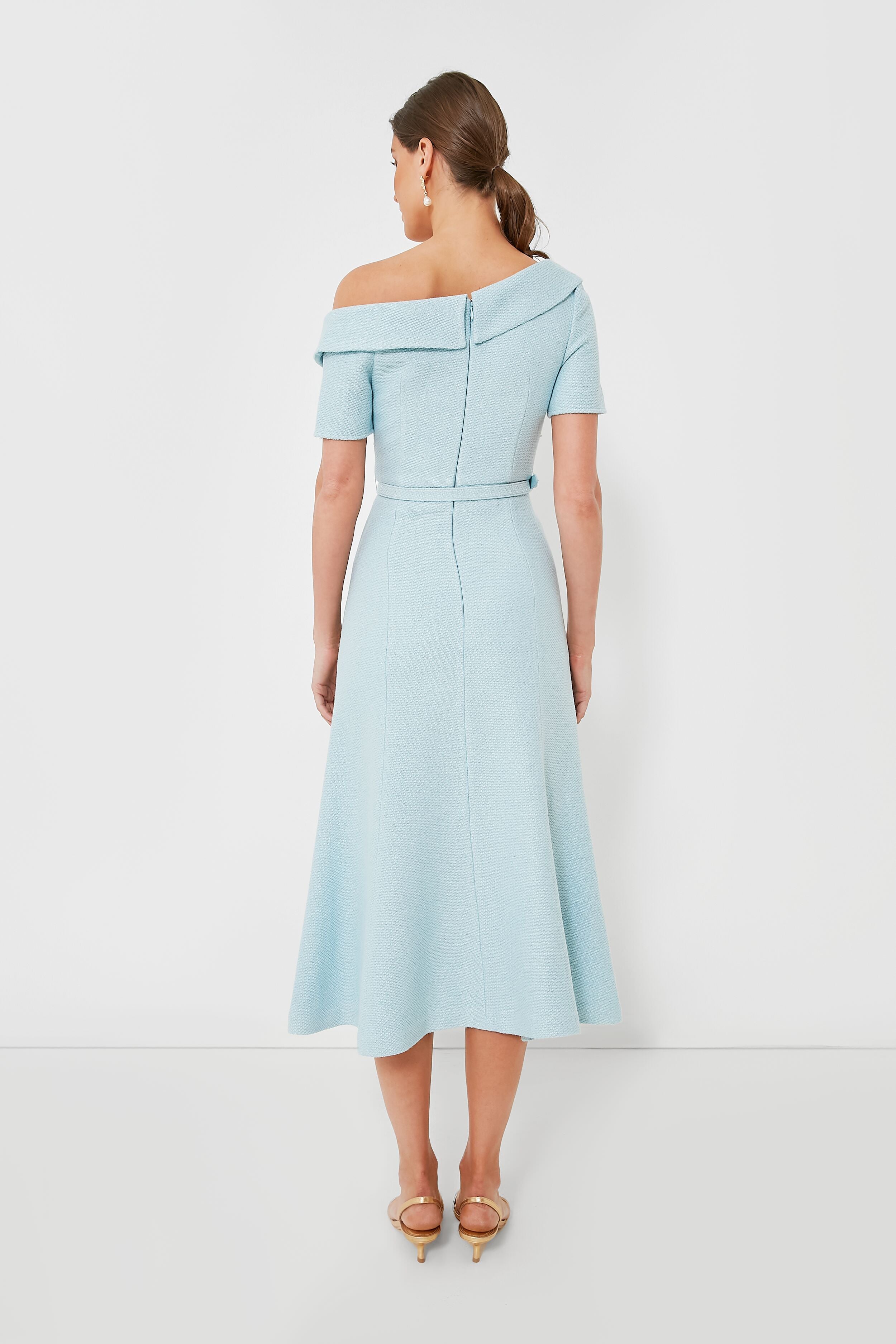 Blue Textured Woven Midi Dress for Women | Flowy Summer Casual Dress | Perfect for Beach, Vacation & Date Night Outfits