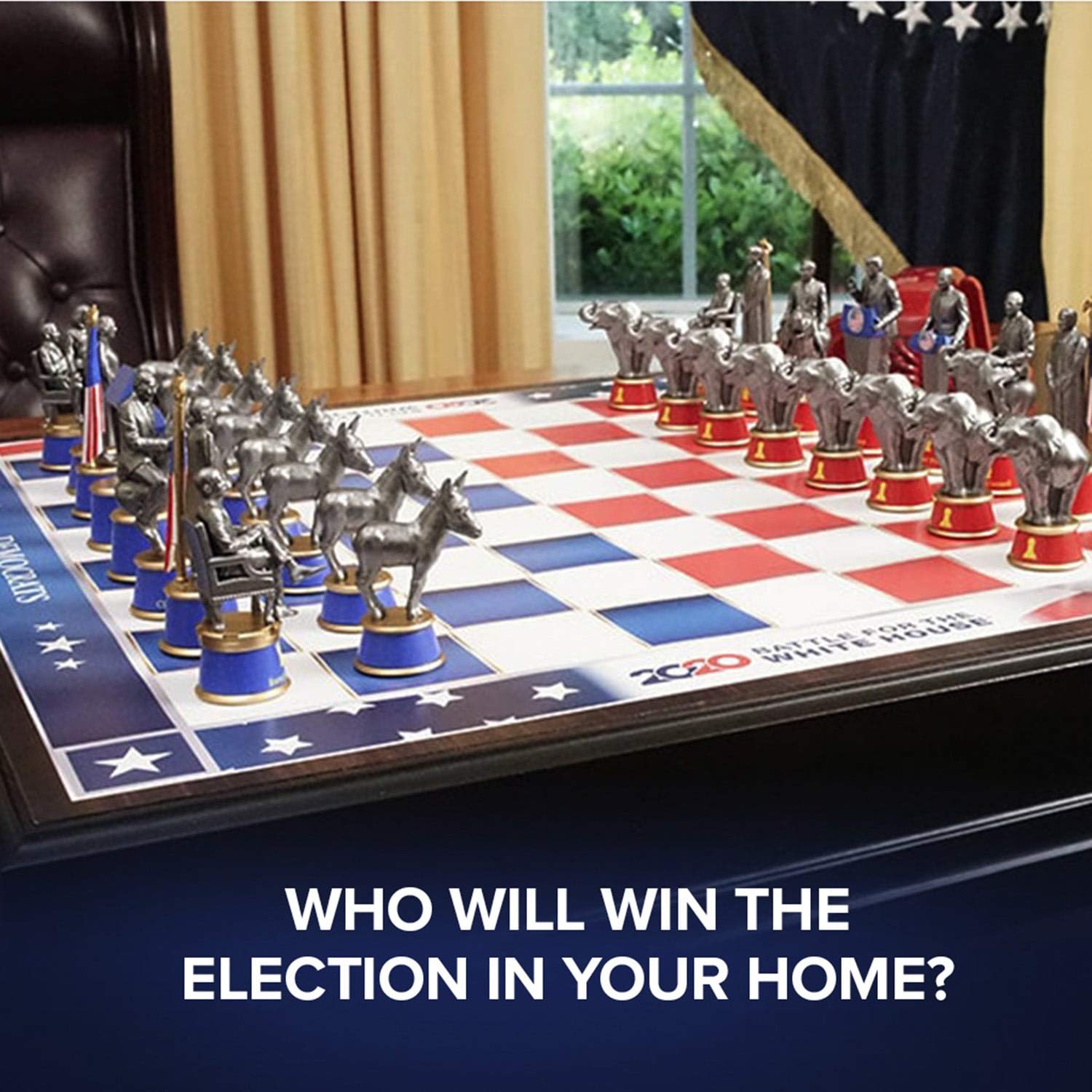 2020 Battle for The White House Collector's Chess Set - Political-Themed Chess Board Game with Democrat vs Republican Pieces | Perfect for Election Parties, Political Enthusiasts & Unique Home Decor