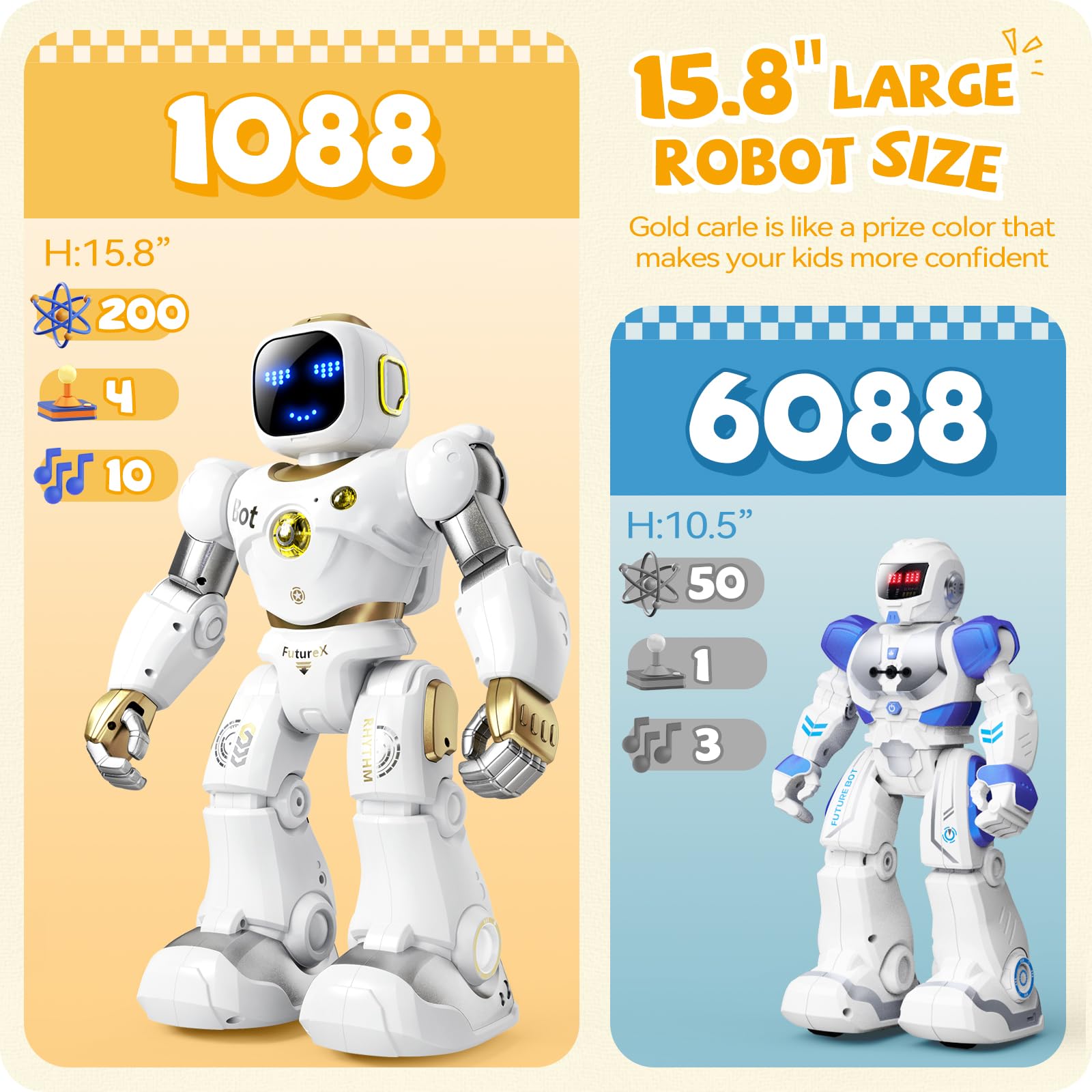 Ruko 1088 Smart Programmable STEM Robot Toy for Kids Ages 4-9, Interactive RC Robot with Voice & App Control, Educational Learning Toy for Boys & Girls - Perfect for Birthday Gifts & STEM Classroom Activities