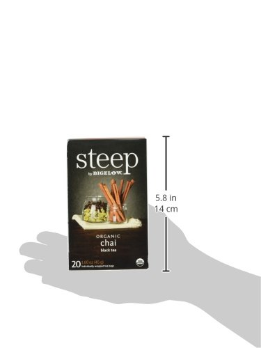 Bigelow Organic Chai Black Tea Bags - 20 Count, Caffeinated, Hot or Iced Tea, Perfect with Honey or Sugar - Ideal for Morning Boost, Afternoon Relaxation, or Evening Comfort