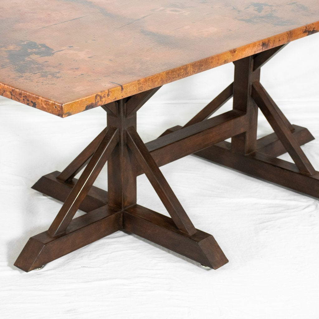 Miners Long Copper Dining Table - Natural Wood Finish for Rustic & Modern Dining Rooms | Perfect for Family Gatherings & Dinner Parties