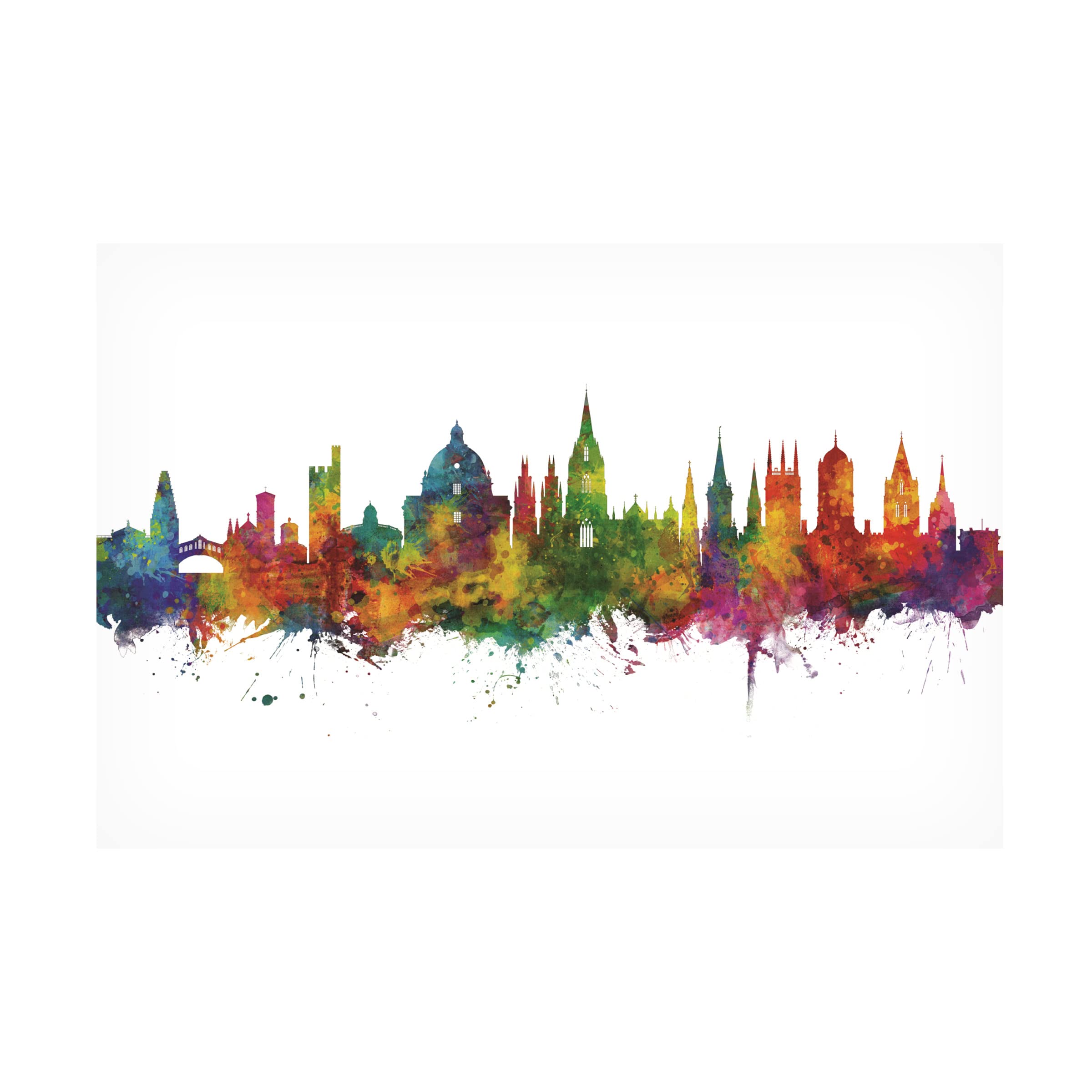 Michael Tompsett 'Oxford England Skyline' Canvas Wall Art Print - Vintage Cityscape Painting for Living Room, Office & Home Decor