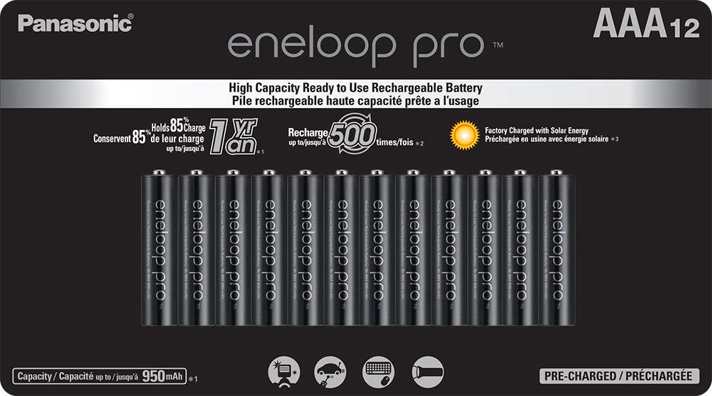 Panasonic Eneloop Pro AA & AAA High Capacity Ni-MH Rechargeable Batteries - 12 Pack (BK-3HCCA12FA & BK-4HCCA12FA) | Long-Lasting Power for Digital Cameras, Flashlights, Gaming Controllers & Smart Home Devices