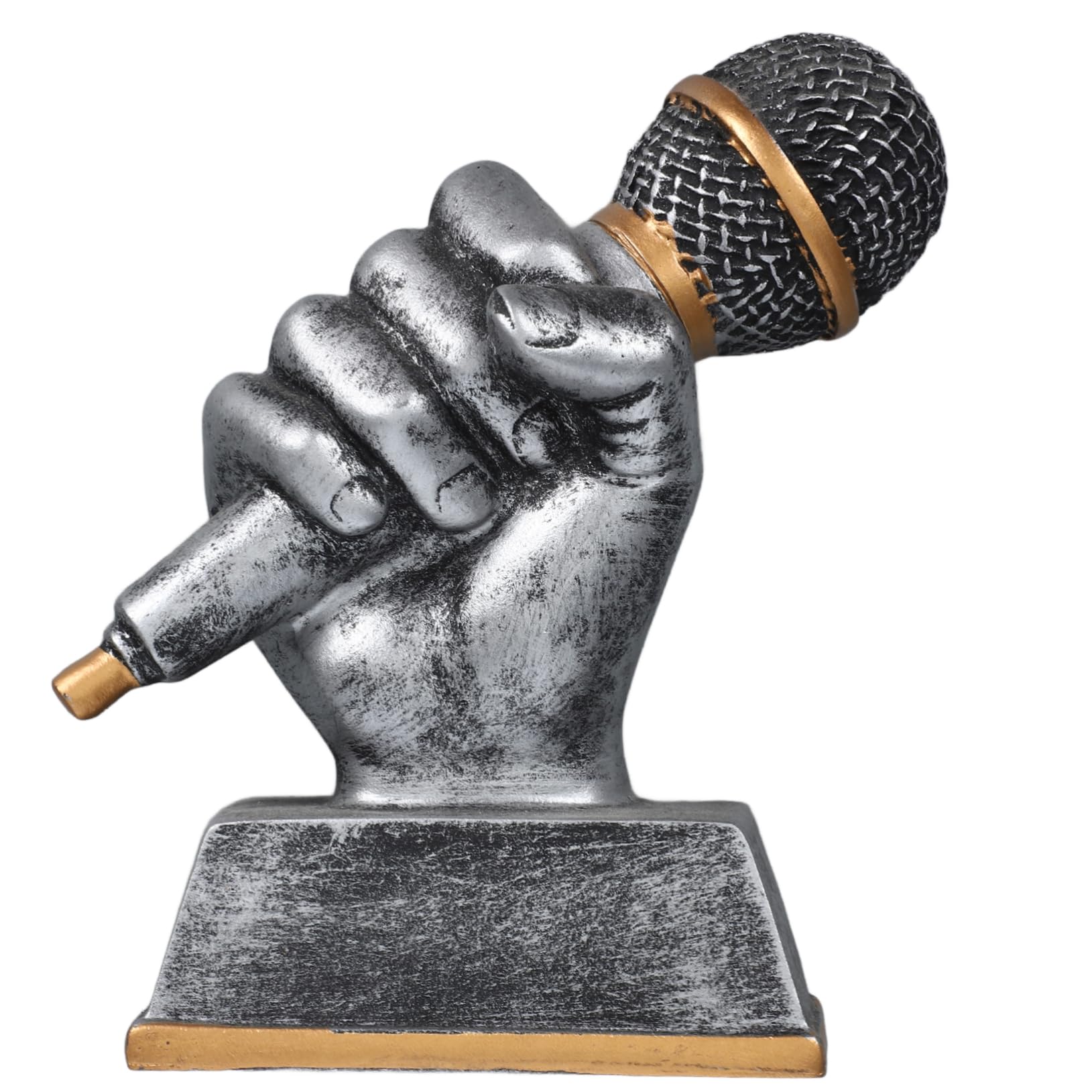 POPETPOP Singing Trophy Cup with Microphone - Silver Karaoke Award Trophy for Music Competitions, Singing Contests & Appreciation Gifts | Perfect for Karaoke Parties, Talent Shows & Music Events